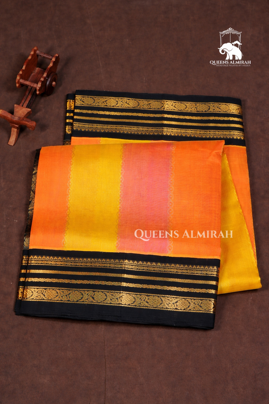 Multi Color With Black Varisapet Border Pure Silk Cotton Saree