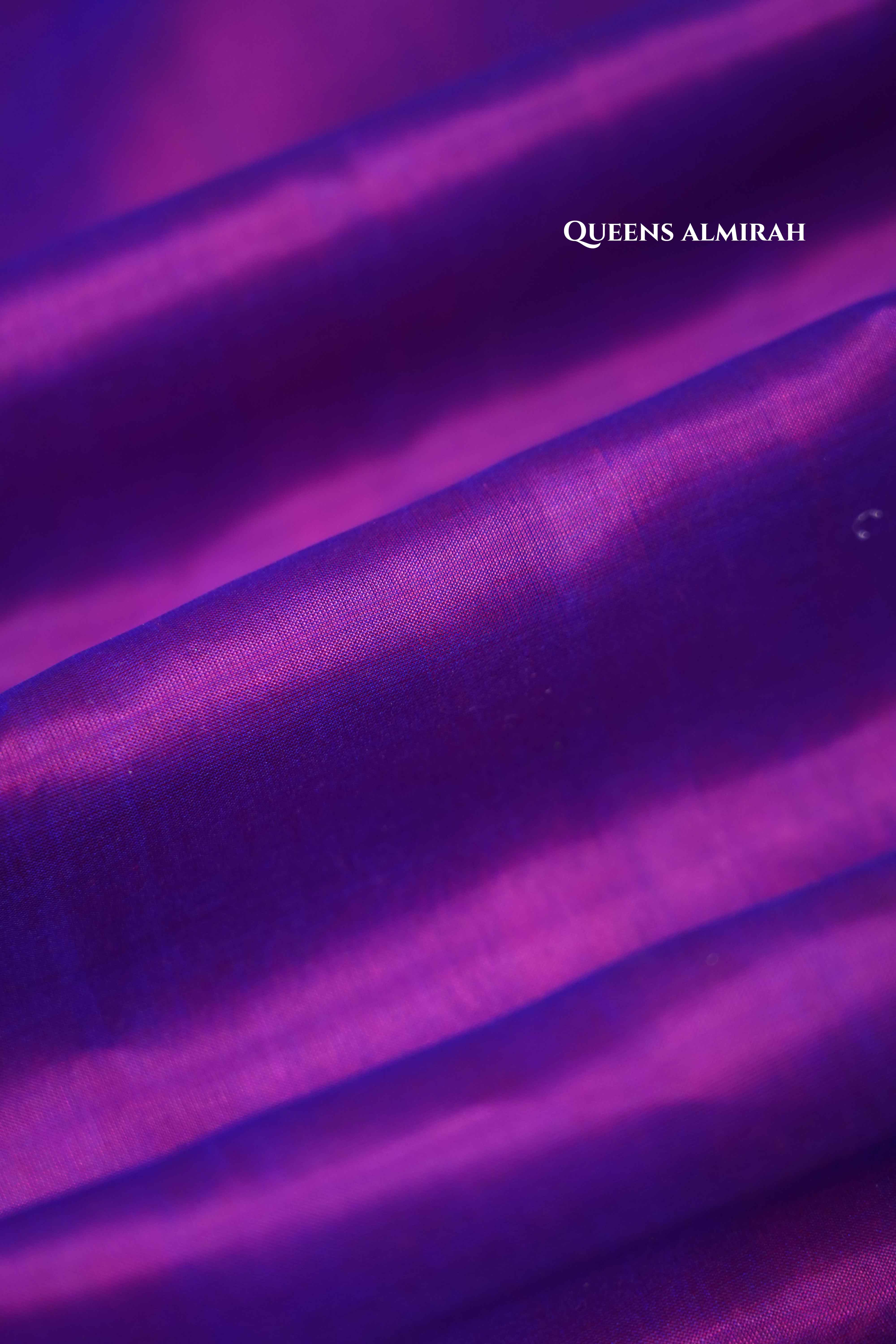Violet Blue With Hot Pink Pure Kanchivaram Silk Saree - Queens Jewel Emporium