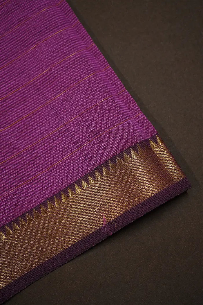 WARM BLUE WITH SOFT PURPLE  MANGALGIRI SAREE - Queens Jewel Emporium