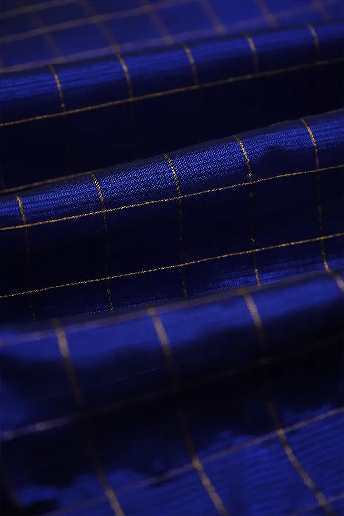 WARM BLUE WITH SOFT PURPLE  MANGALGIRI SAREE - Queens Jewel Emporium