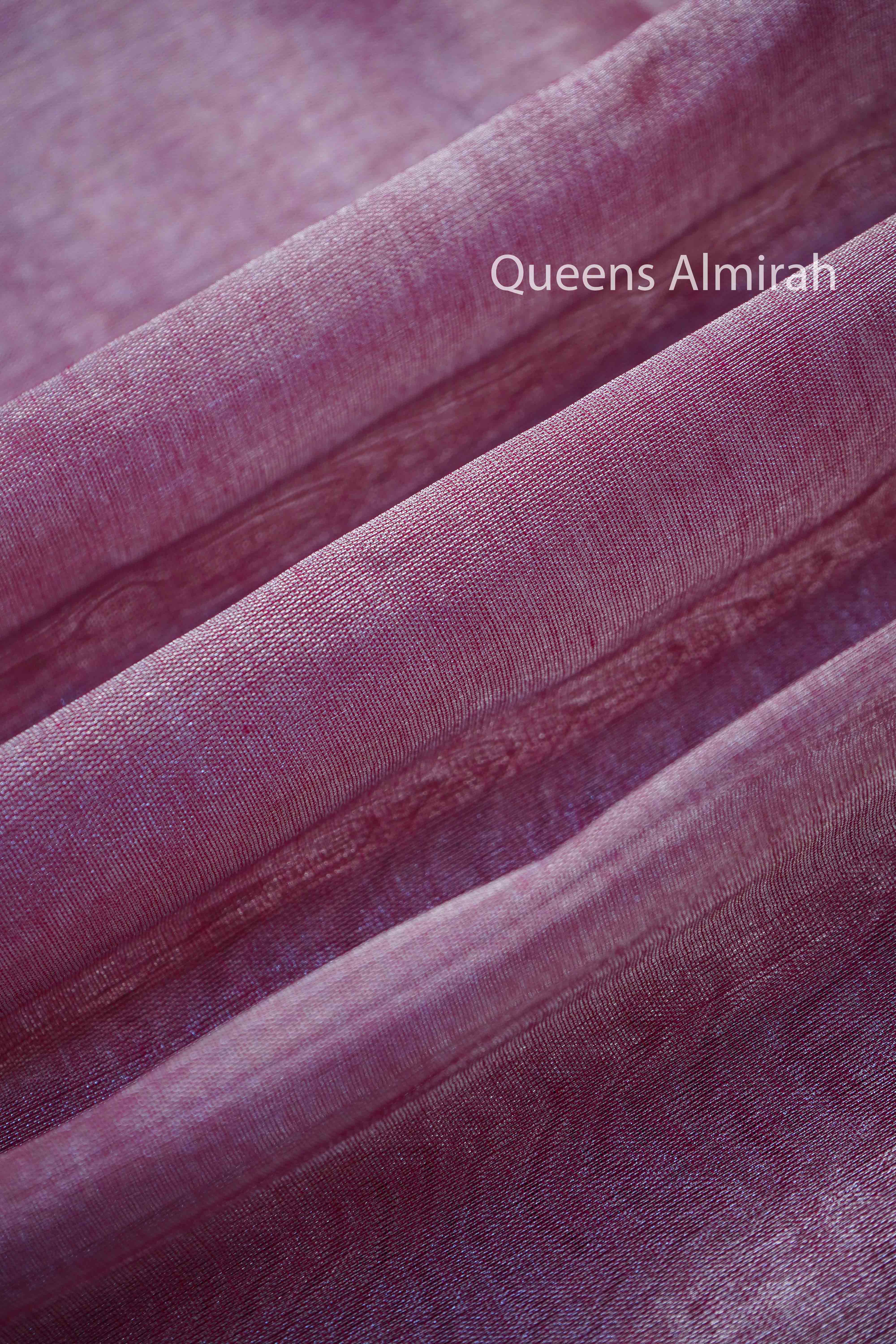 WARM PINK LINEN TISSUE SAREE - Queens Jewel Emporium