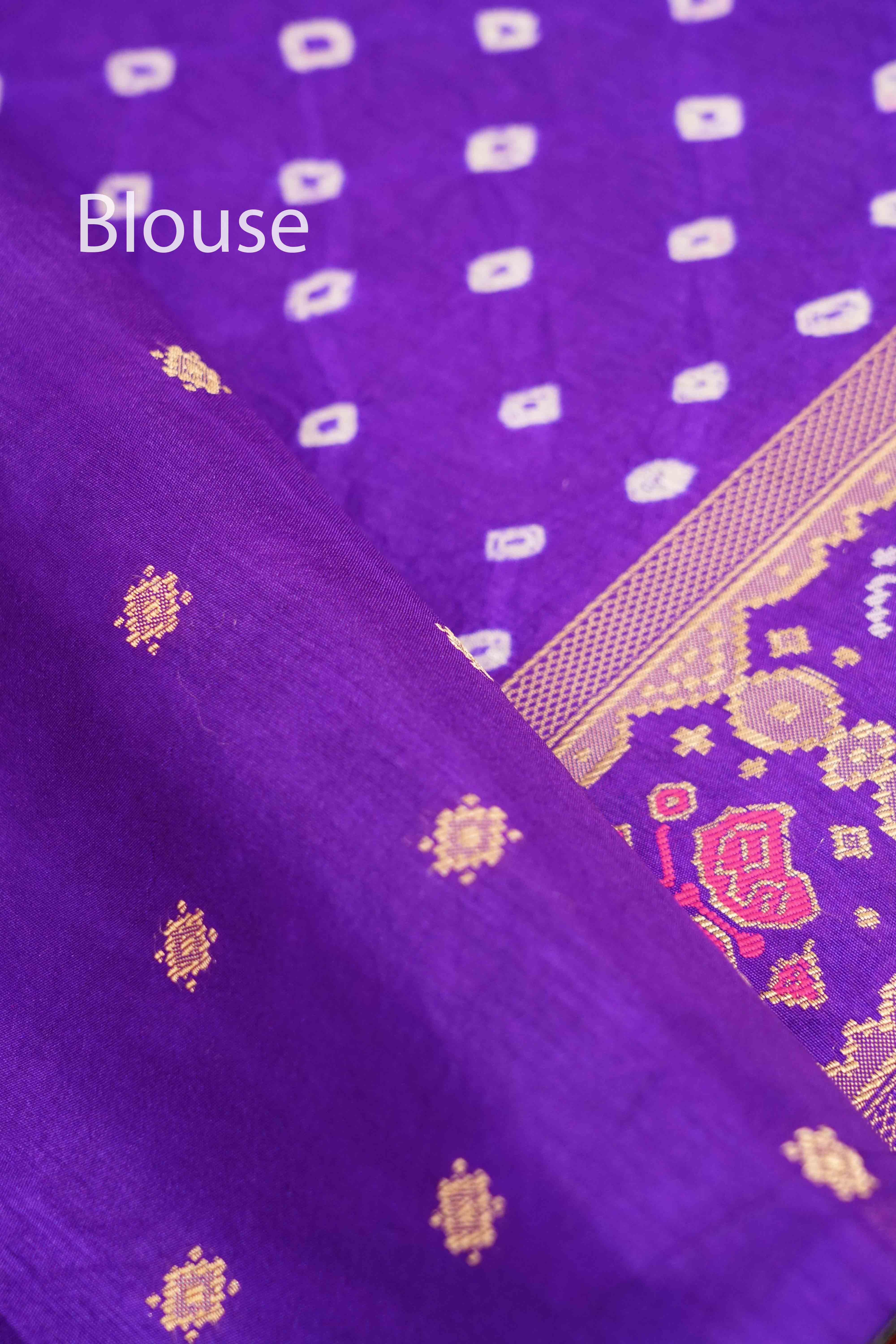 WARM PURPLE  BANDHINI MALAI SILK SAREE - Queens Jewel Emporium