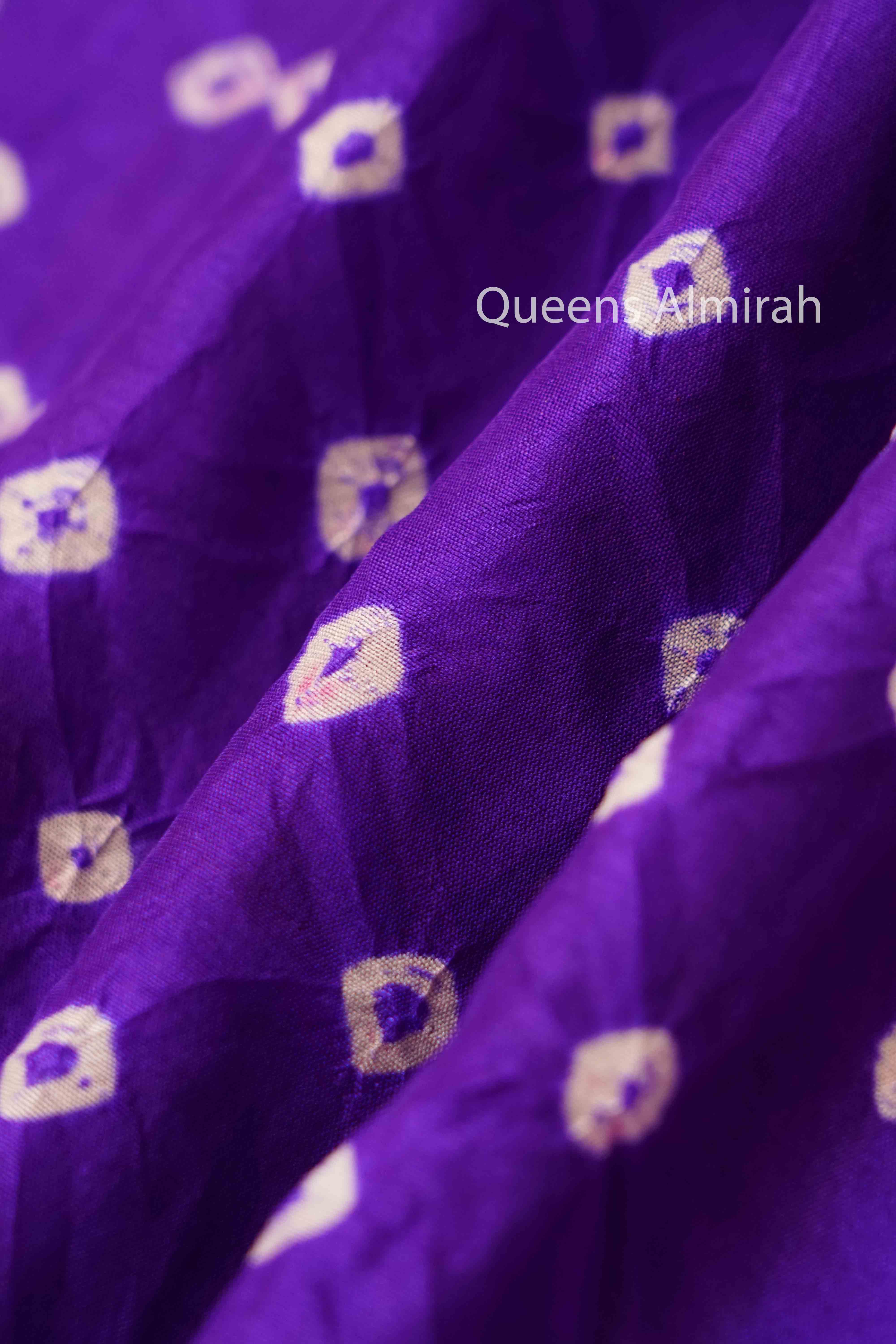 WARM PURPLE  BANDHINI MALAI SILK SAREE - Queens Jewel Emporium