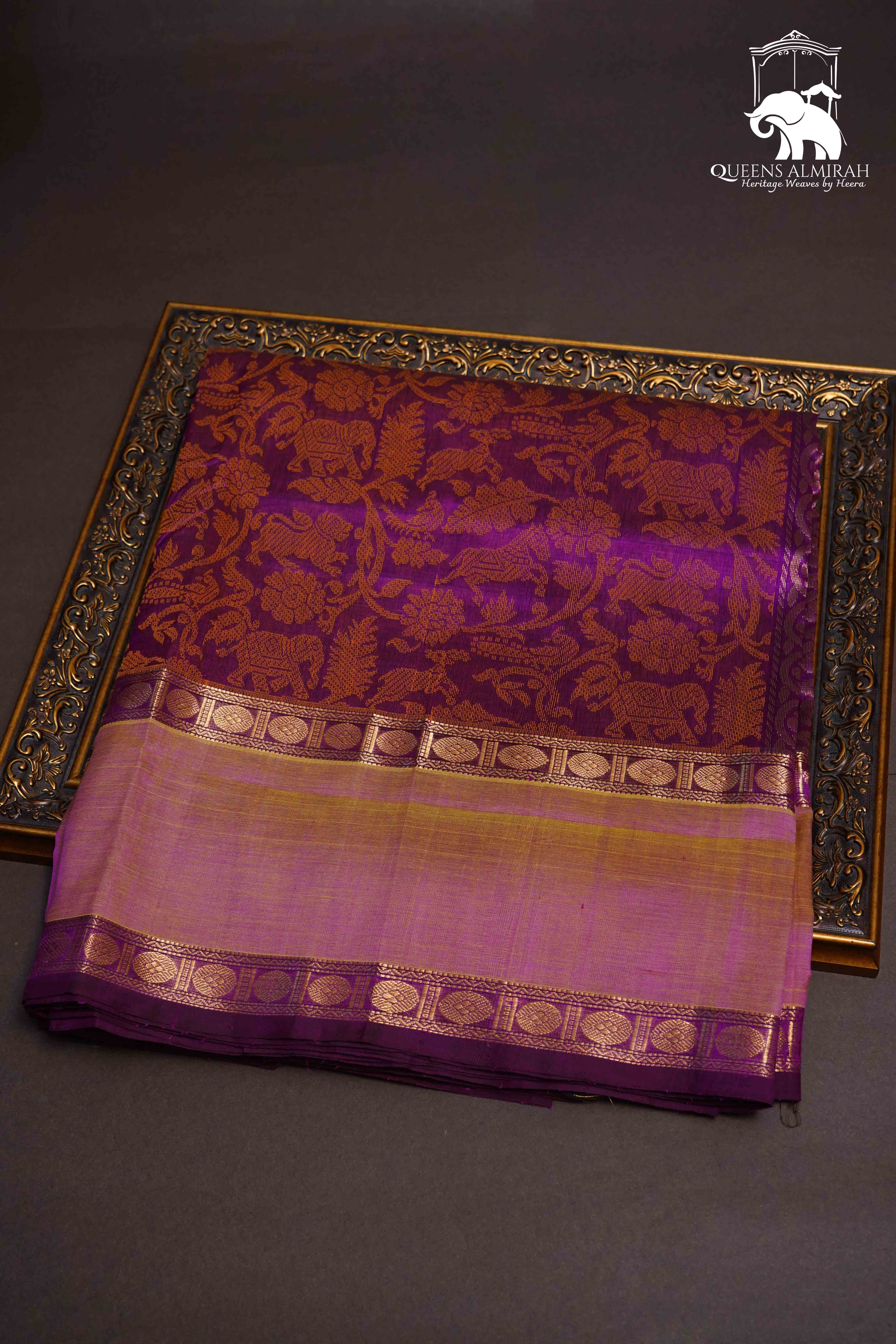 WARM PURPLE PURE SILK COTTON SAREE - Queens Jewel Emporium