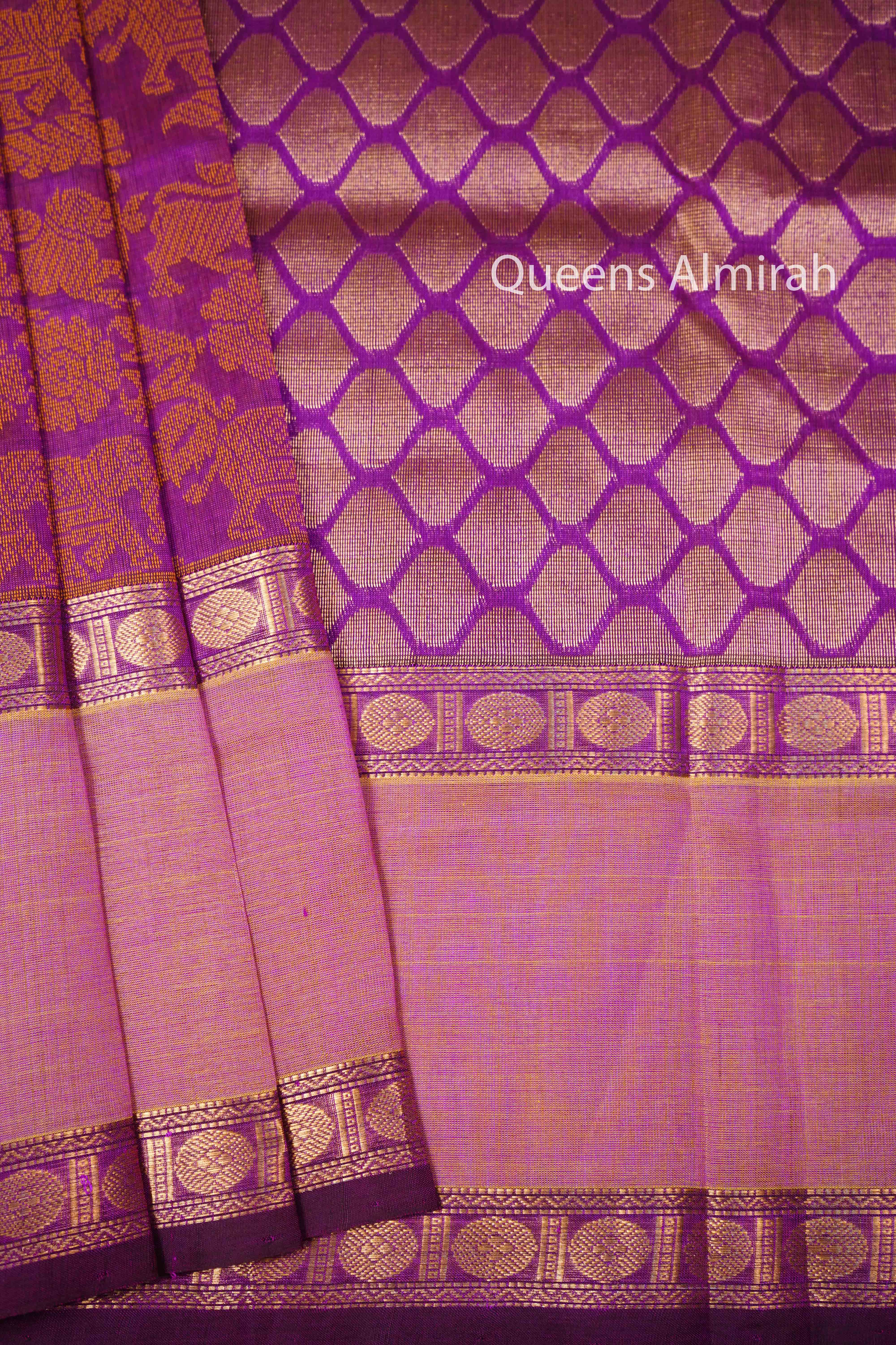 WARM PURPLE PURE SILK COTTON SAREE - Queens Jewel Emporium