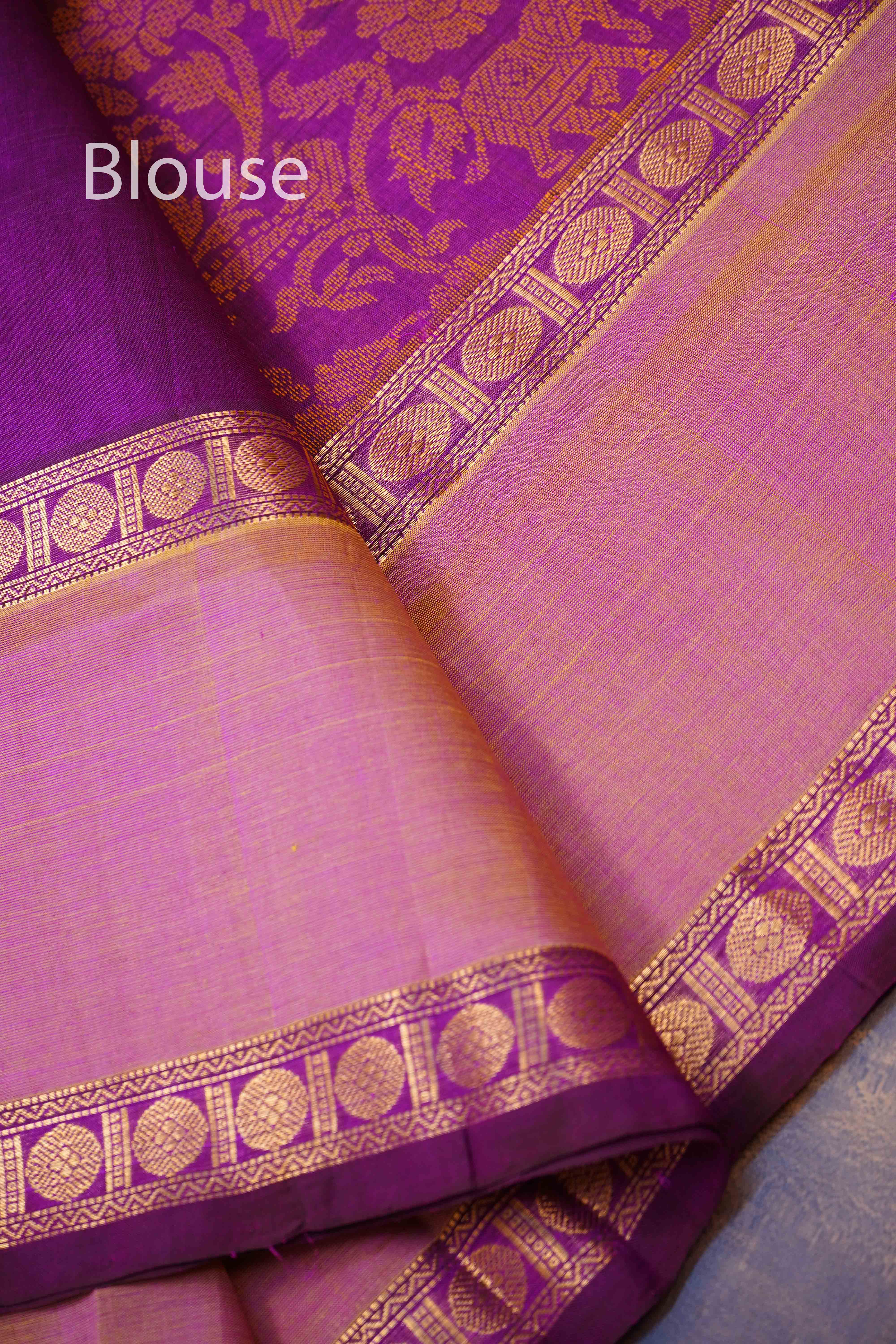 WARM PURPLE PURE SILK COTTON SAREE - Queens Jewel Emporium