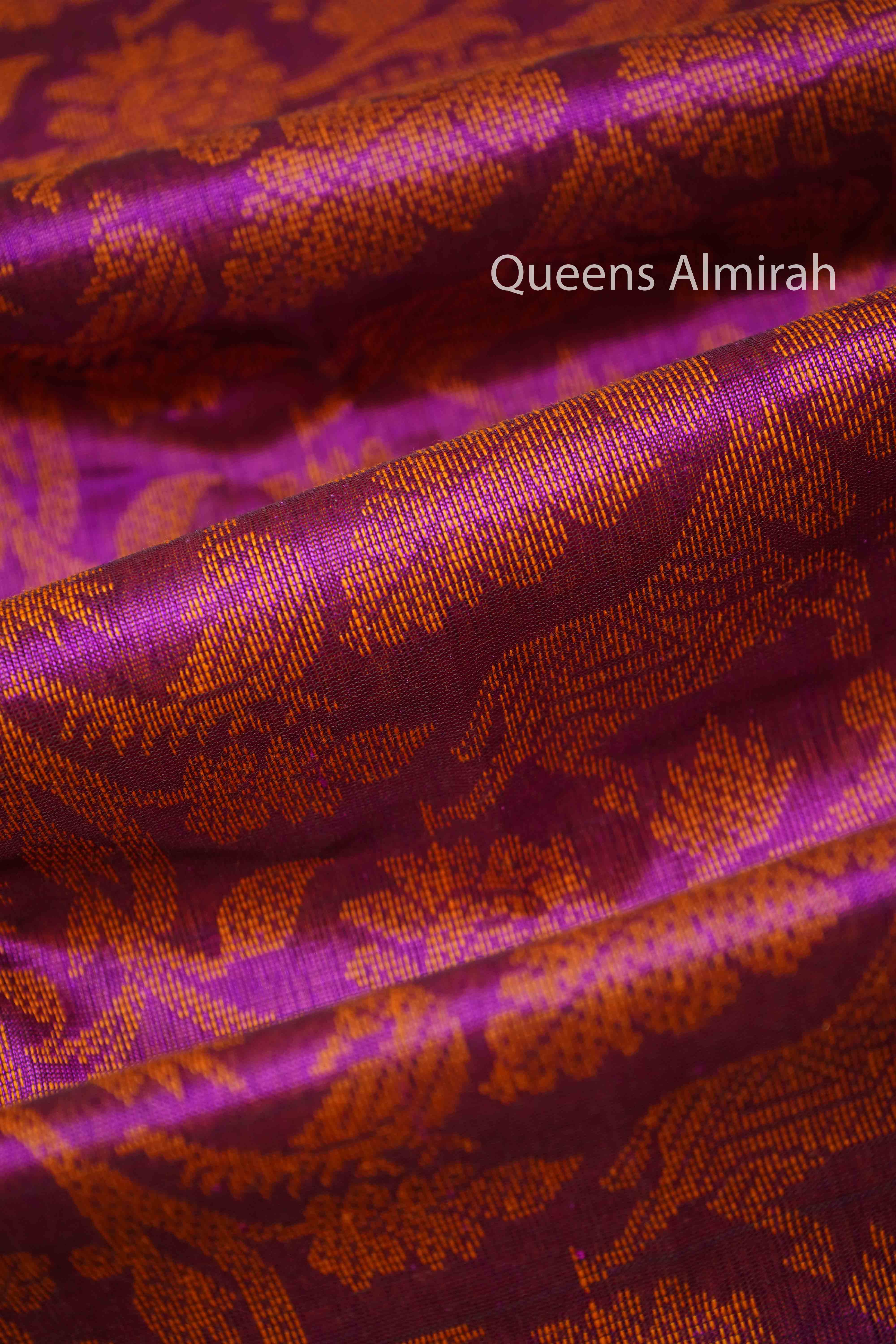 WARM PURPLE PURE SILK COTTON SAREE - Queens Jewel Emporium