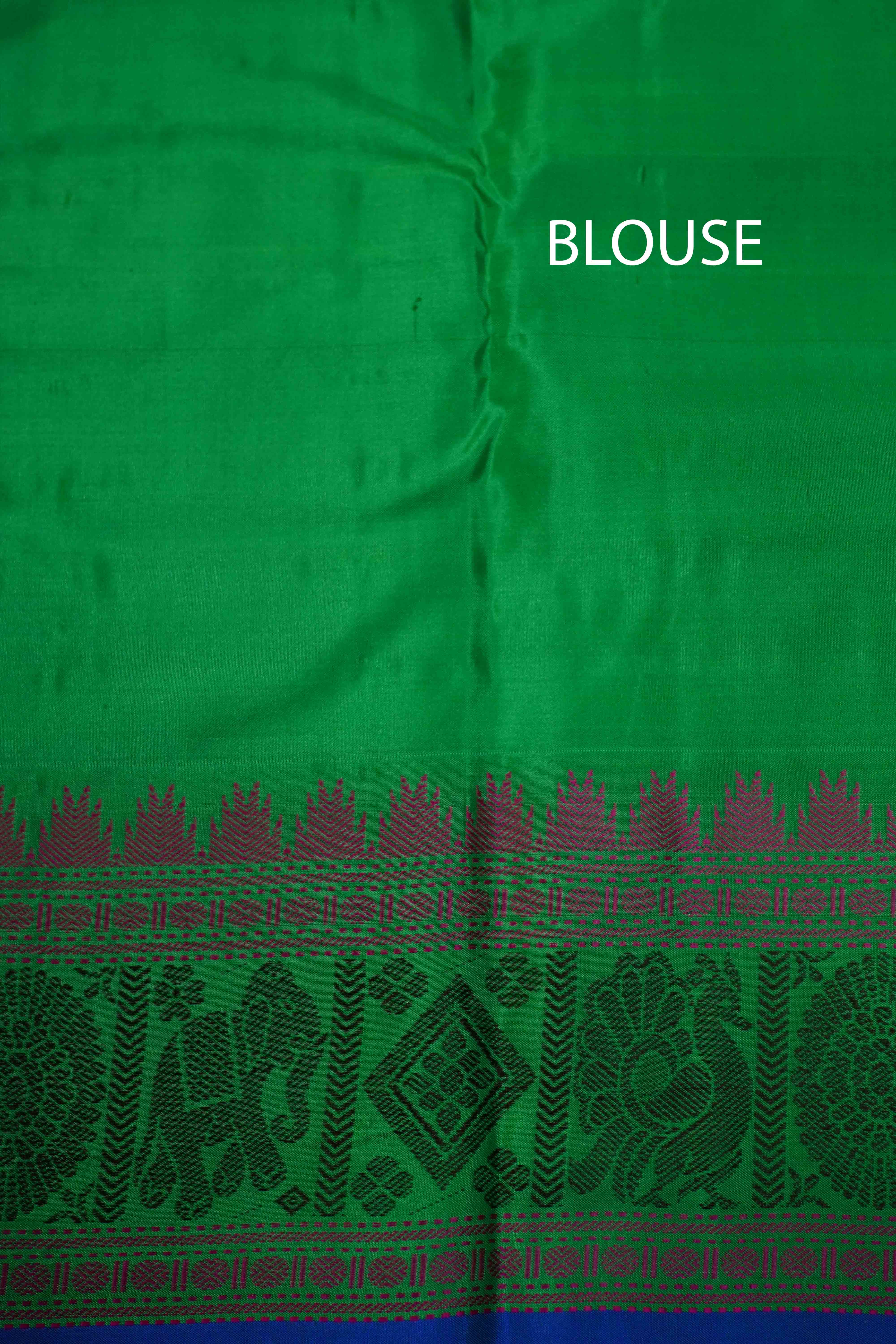WATER MELON GREEN  KANCHIVARAM SILK SAREE - Queens Jewel Emporium