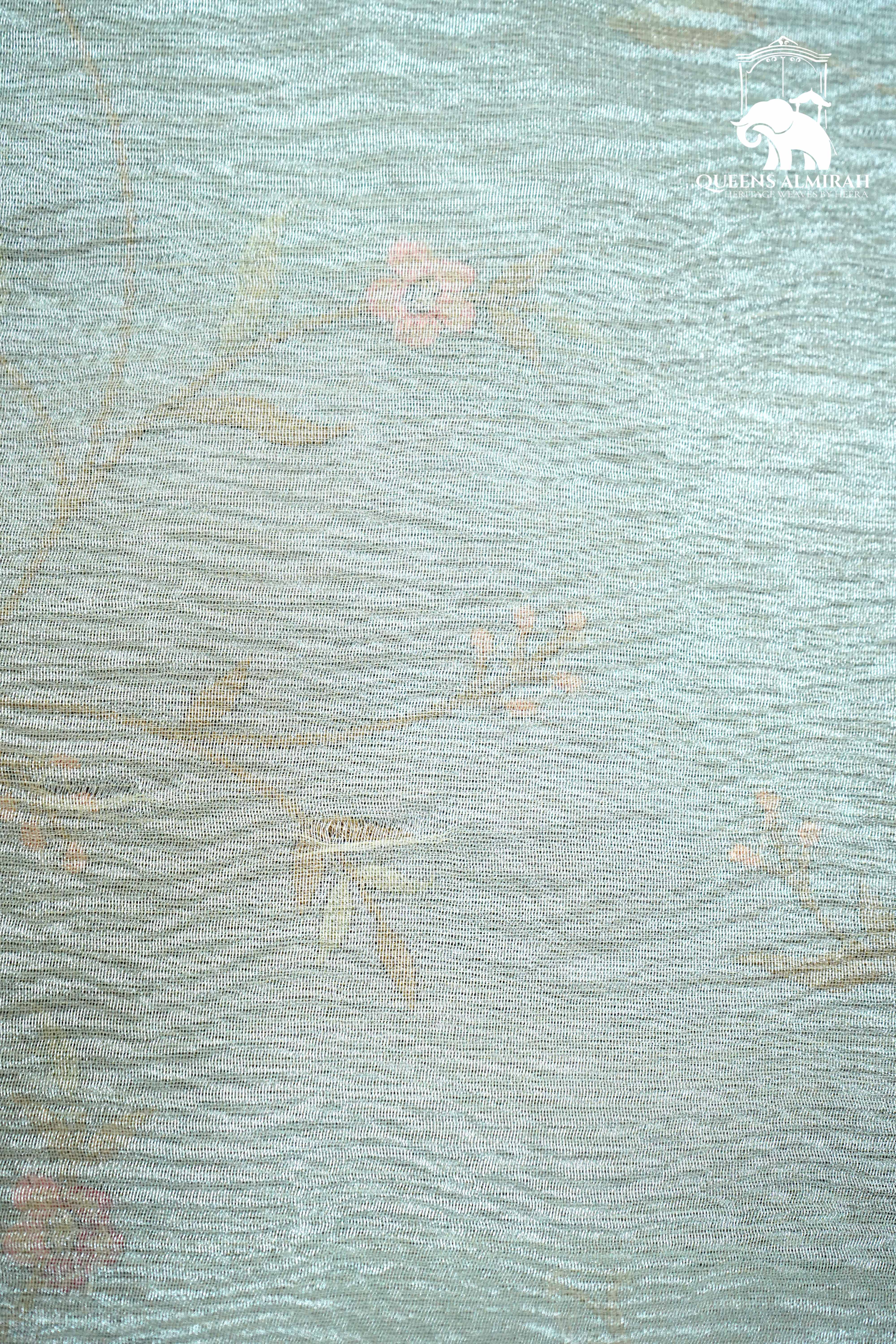 WHISPER GREY WITH WOVEN BORDER TISSUE SAREE - Queens Jewel Emporium