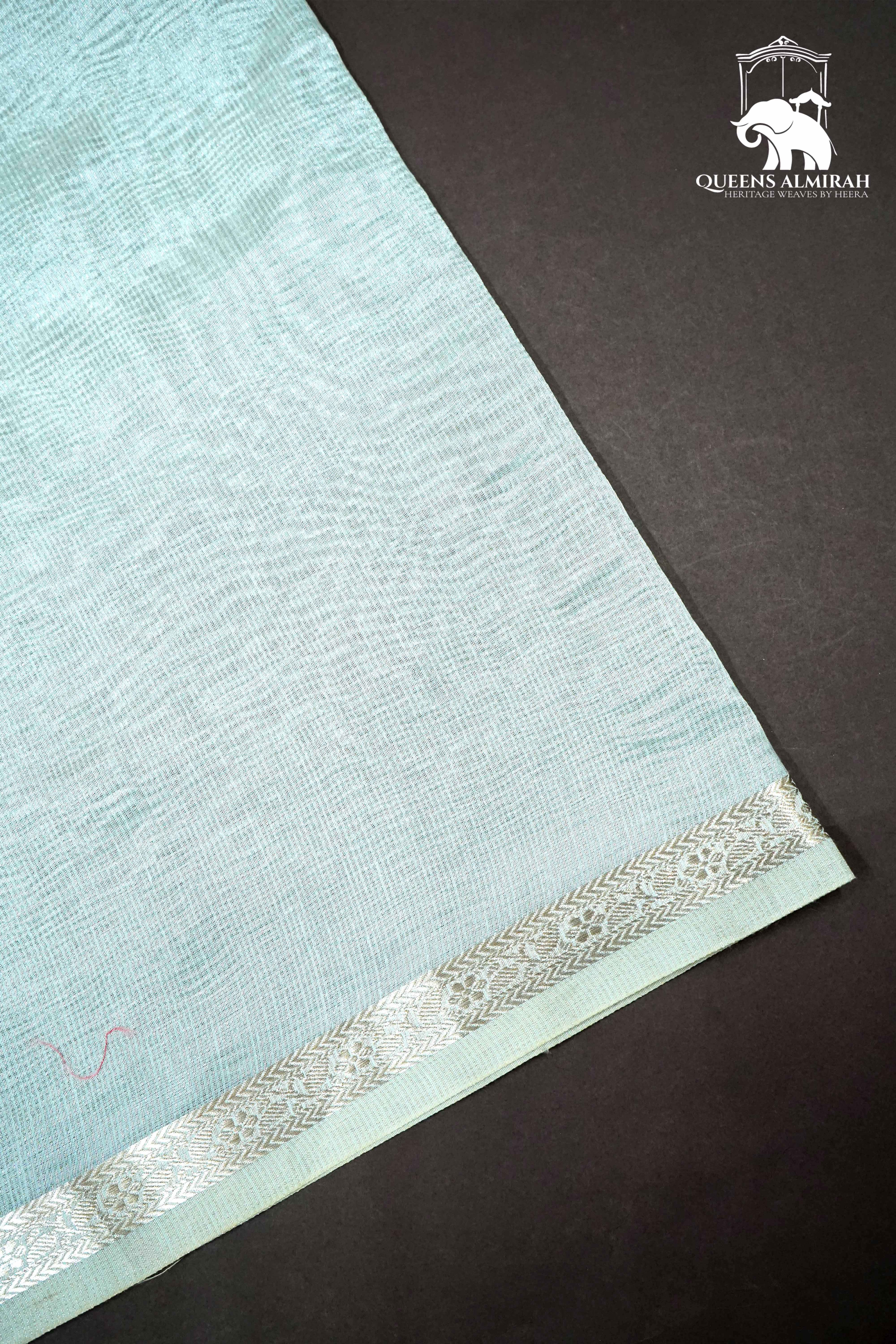 WHISPER GREY WITH WOVEN BORDER TISSUE SAREE - Queens Jewel Emporium
