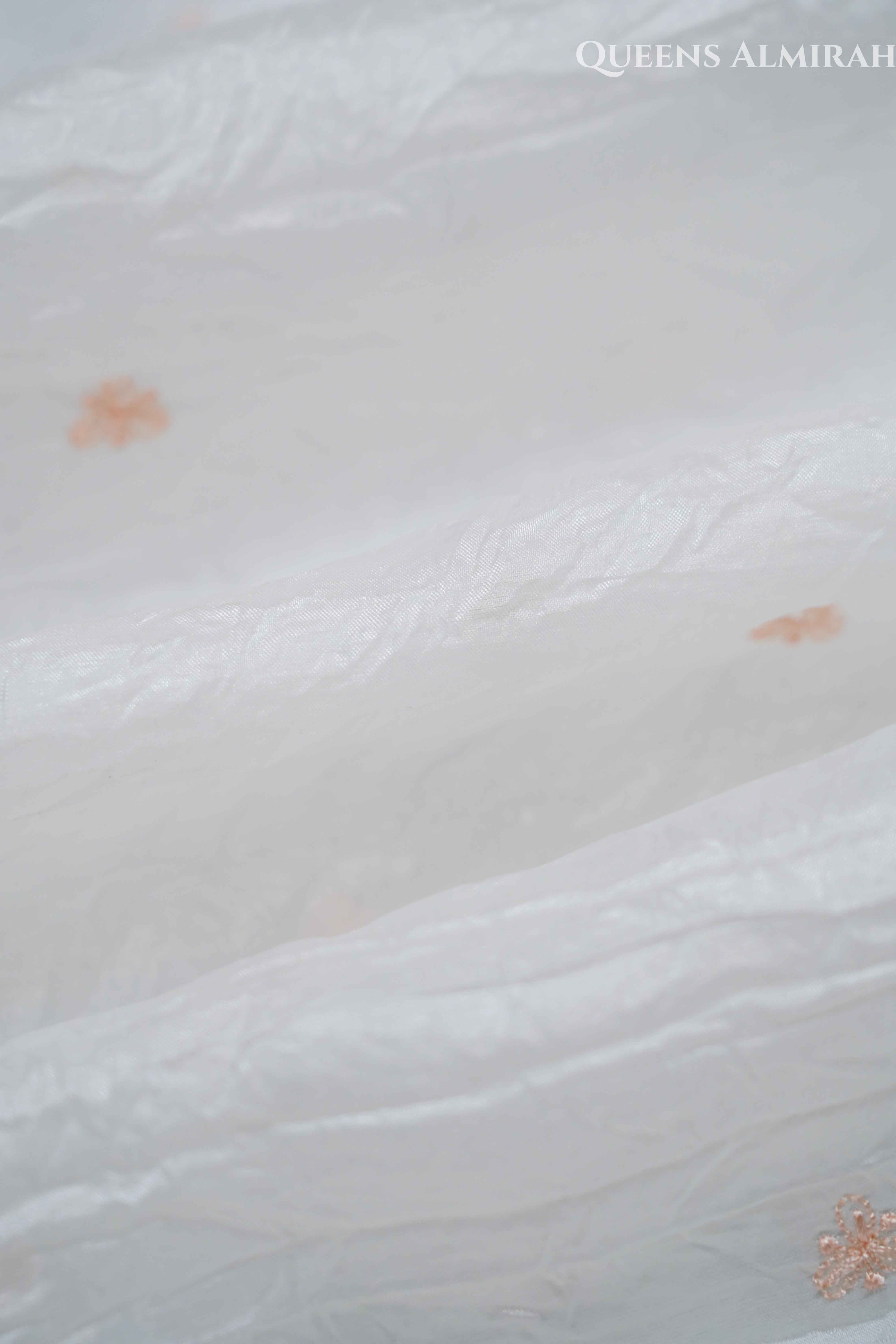 WHITE GLASS TISSUE SAREE - Queens Jewel Emporium