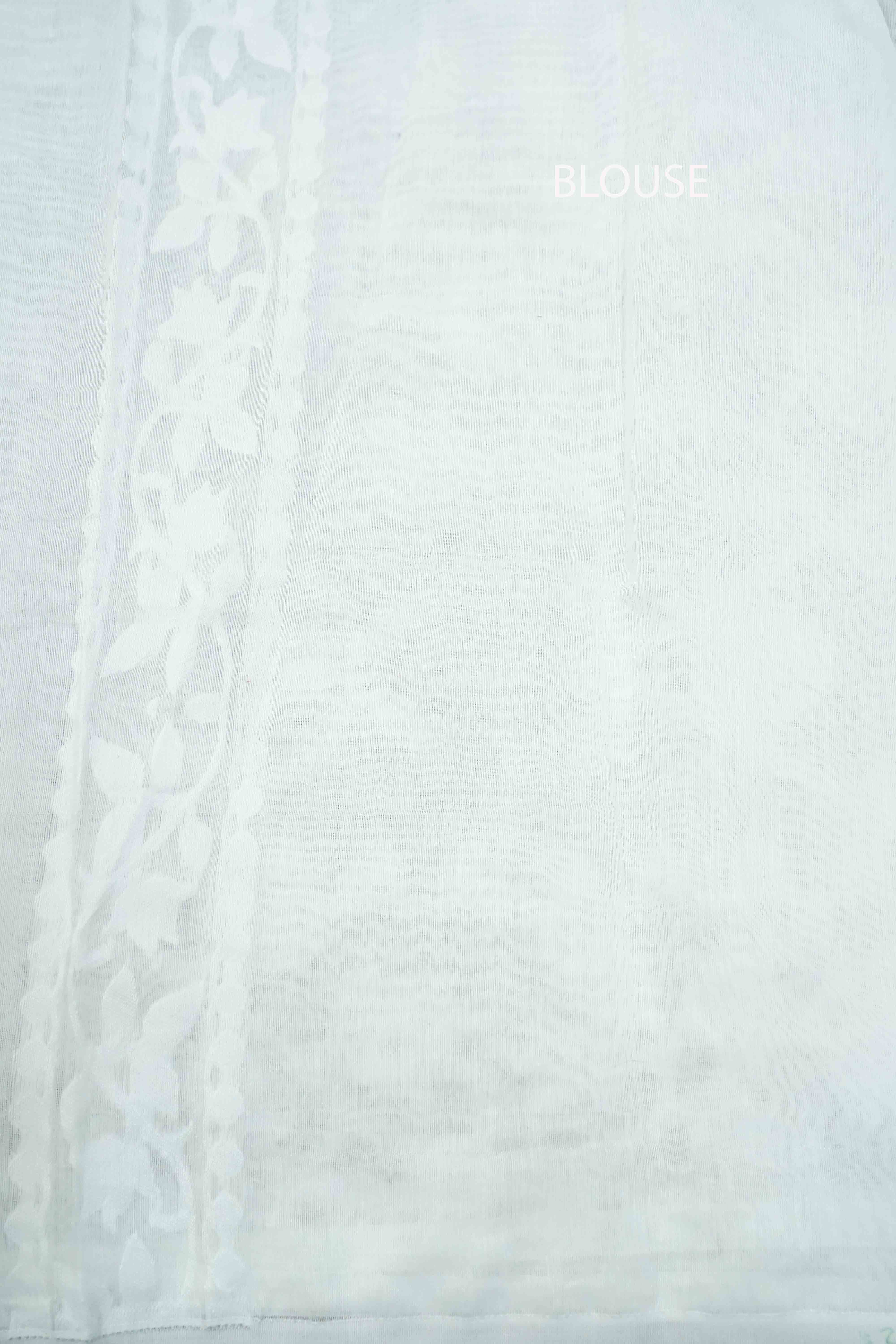 WHITE JAMDANI COTTON SAREE - Queens Jewel Emporium