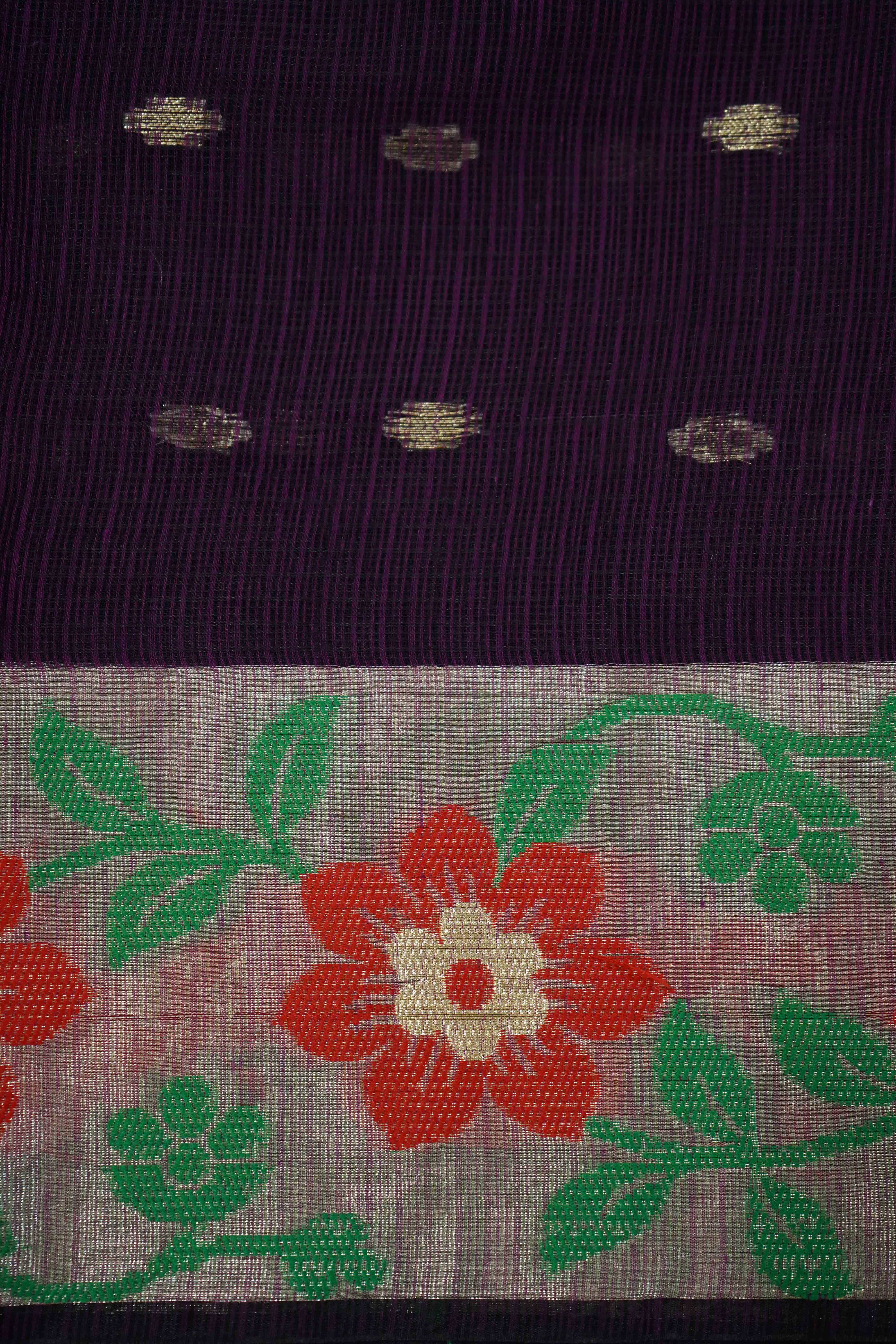 WINE BERRY KOTA SILK COTTON SAREE - Queens Jewel Emporium