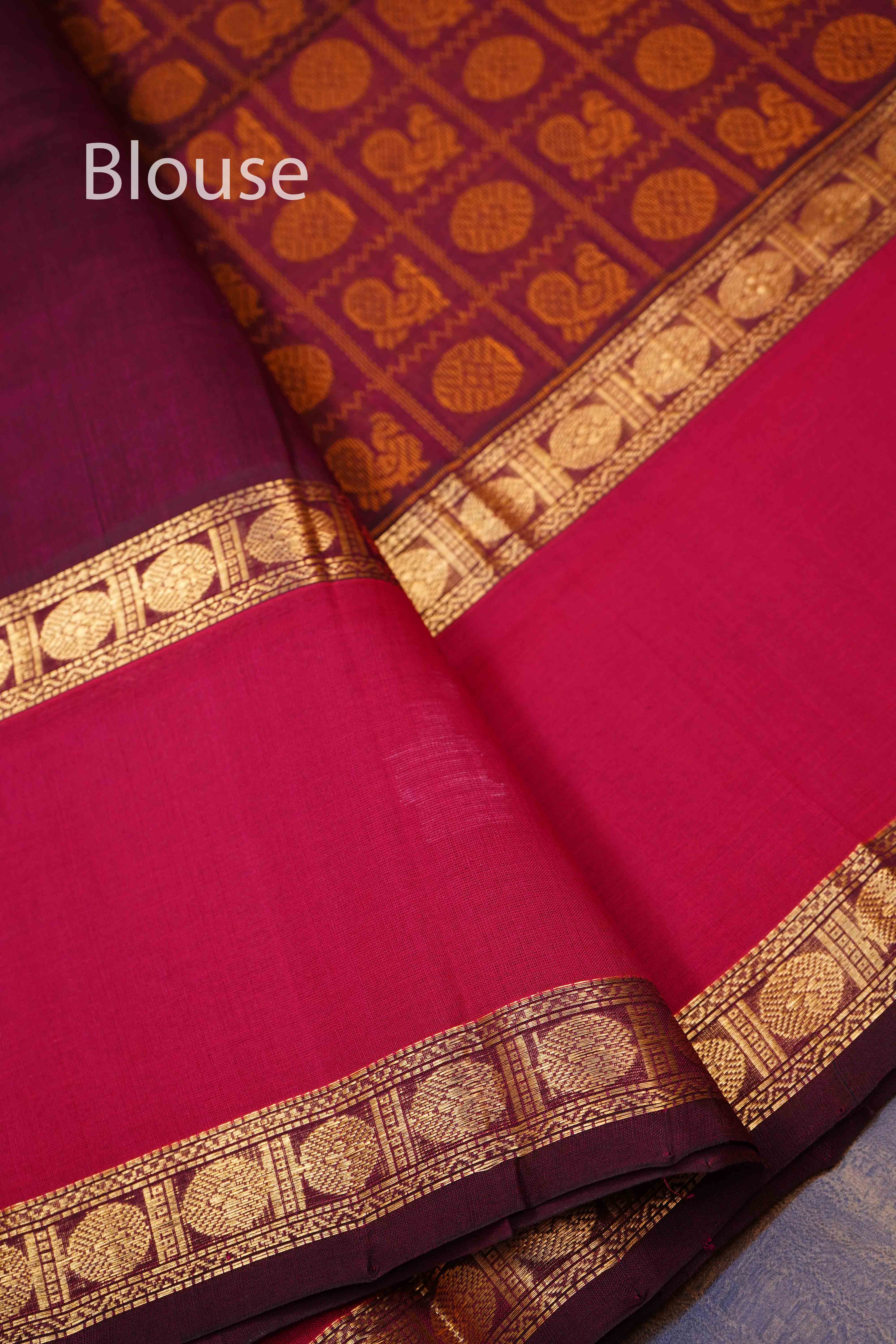 WINE RED PURE KANCHI SILK COTTON - Queens Jewel Emporium