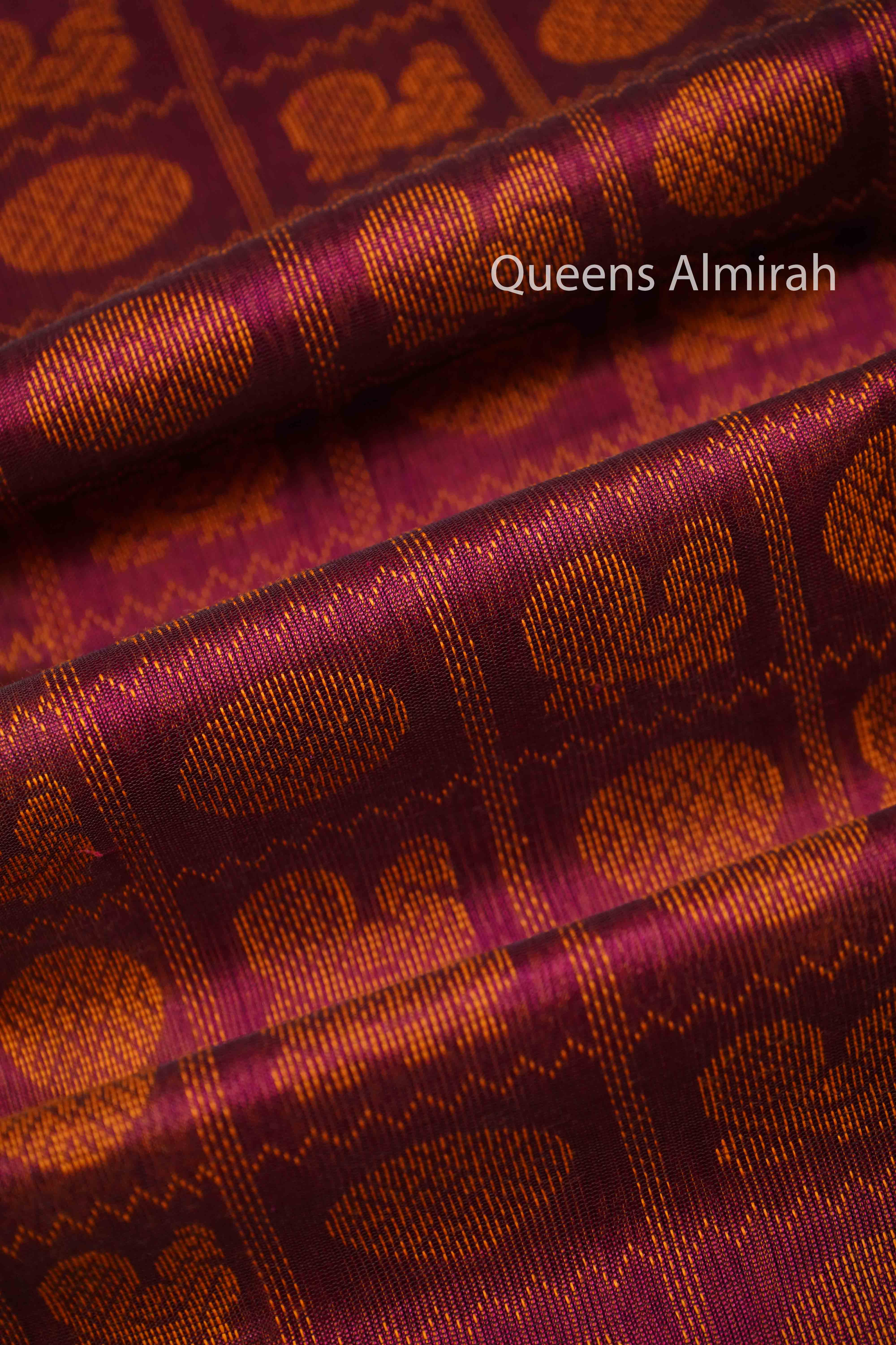 WINE RED PURE KANCHI SILK COTTON - Queens Jewel Emporium