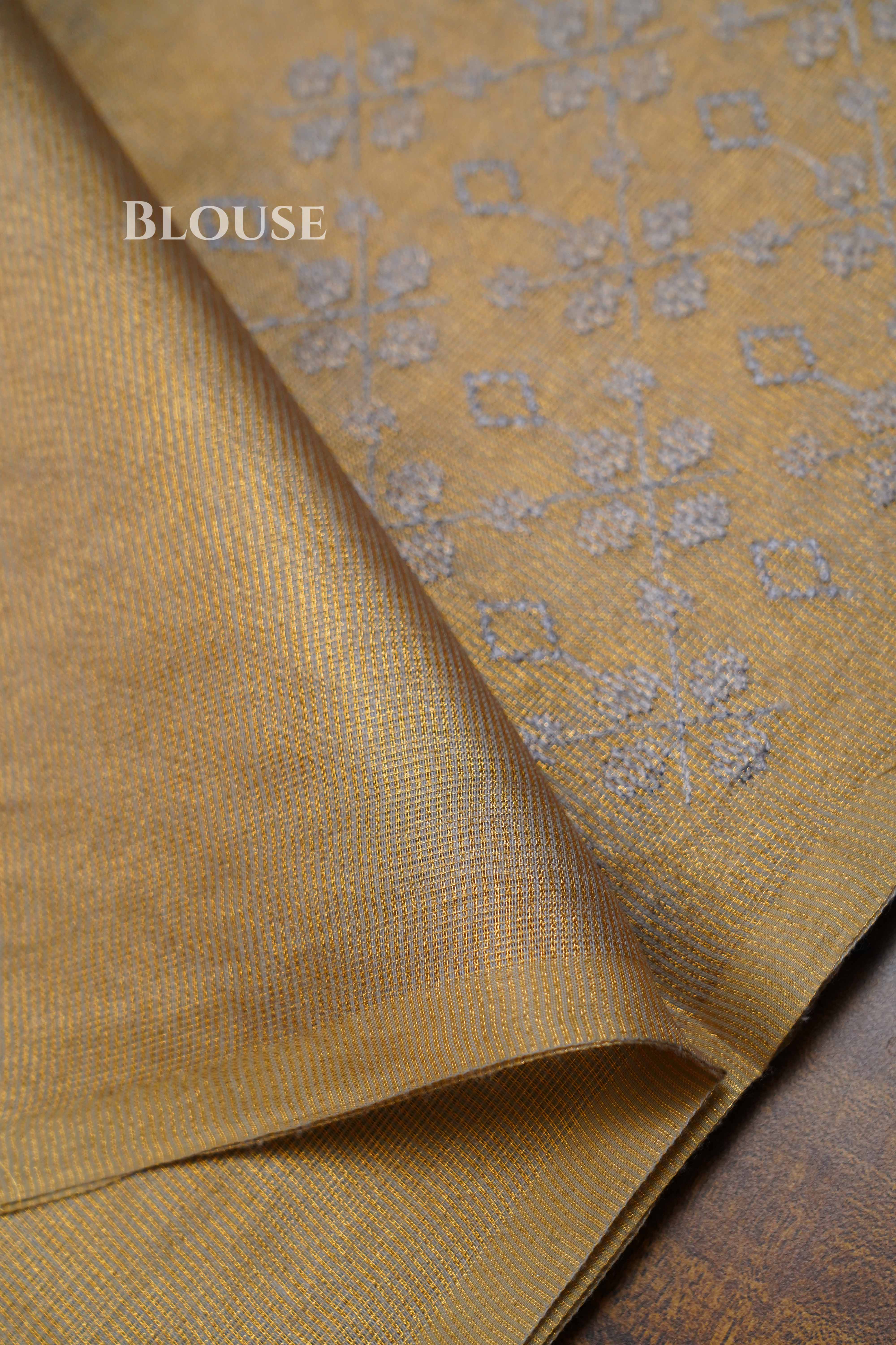 Warm Grey Tissue Linen Saree QUEENS ALMIRAH