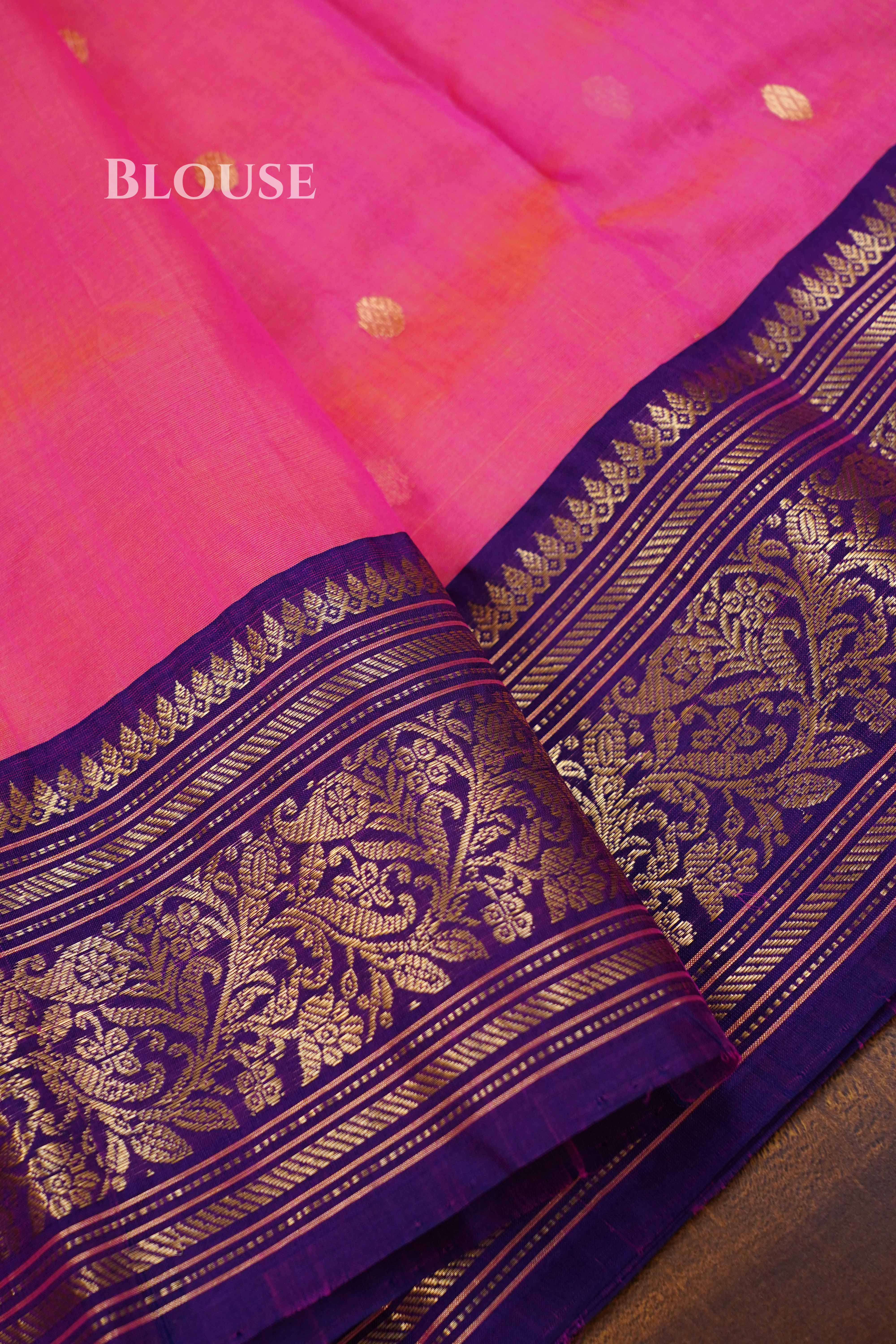 Warm Pink Chanderi Katan Silk Handloom Saree QUEENS ALMIRAH