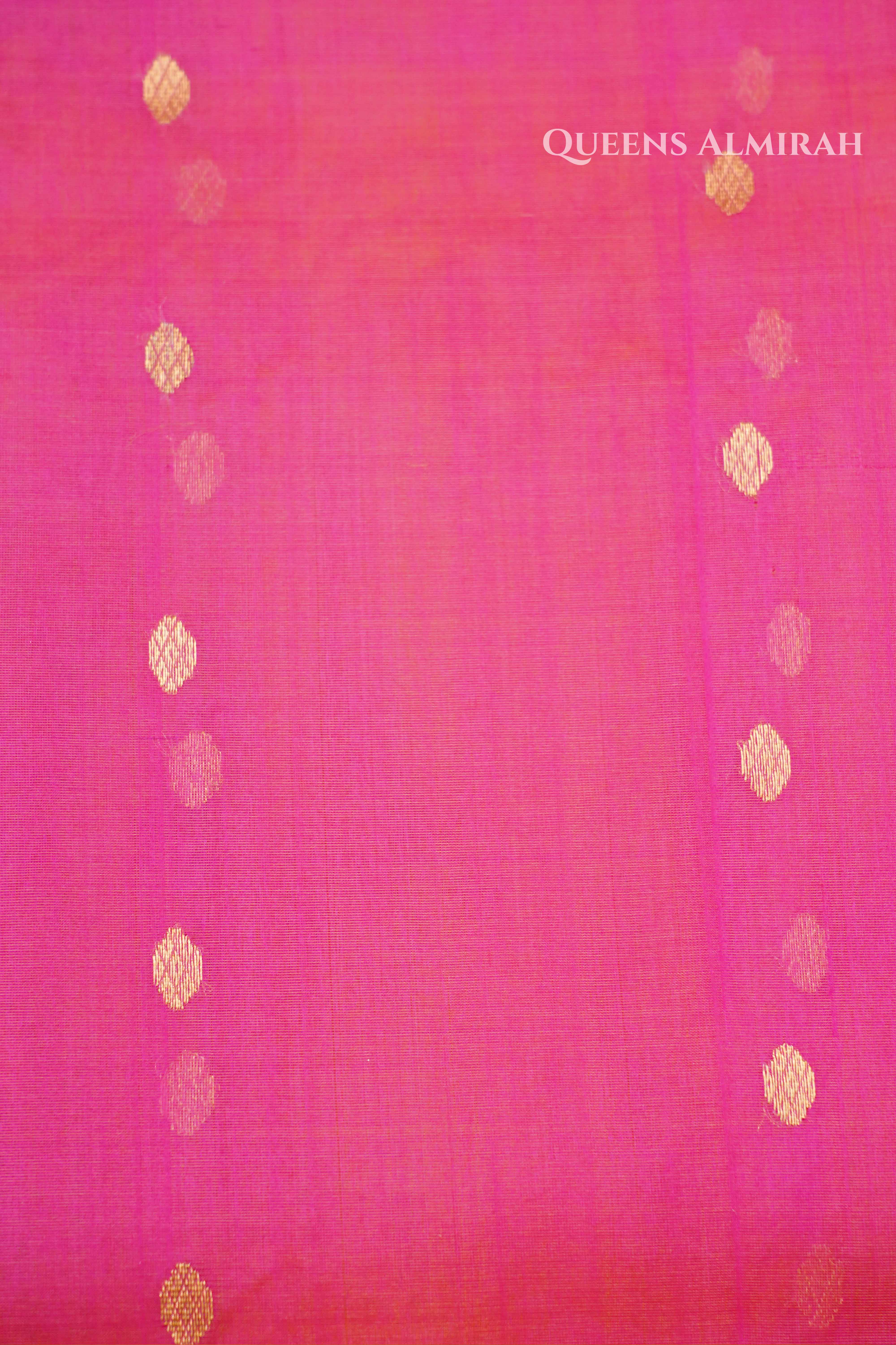 Warm Pink Chanderi Katan Silk Handloom Saree QUEENS ALMIRAH