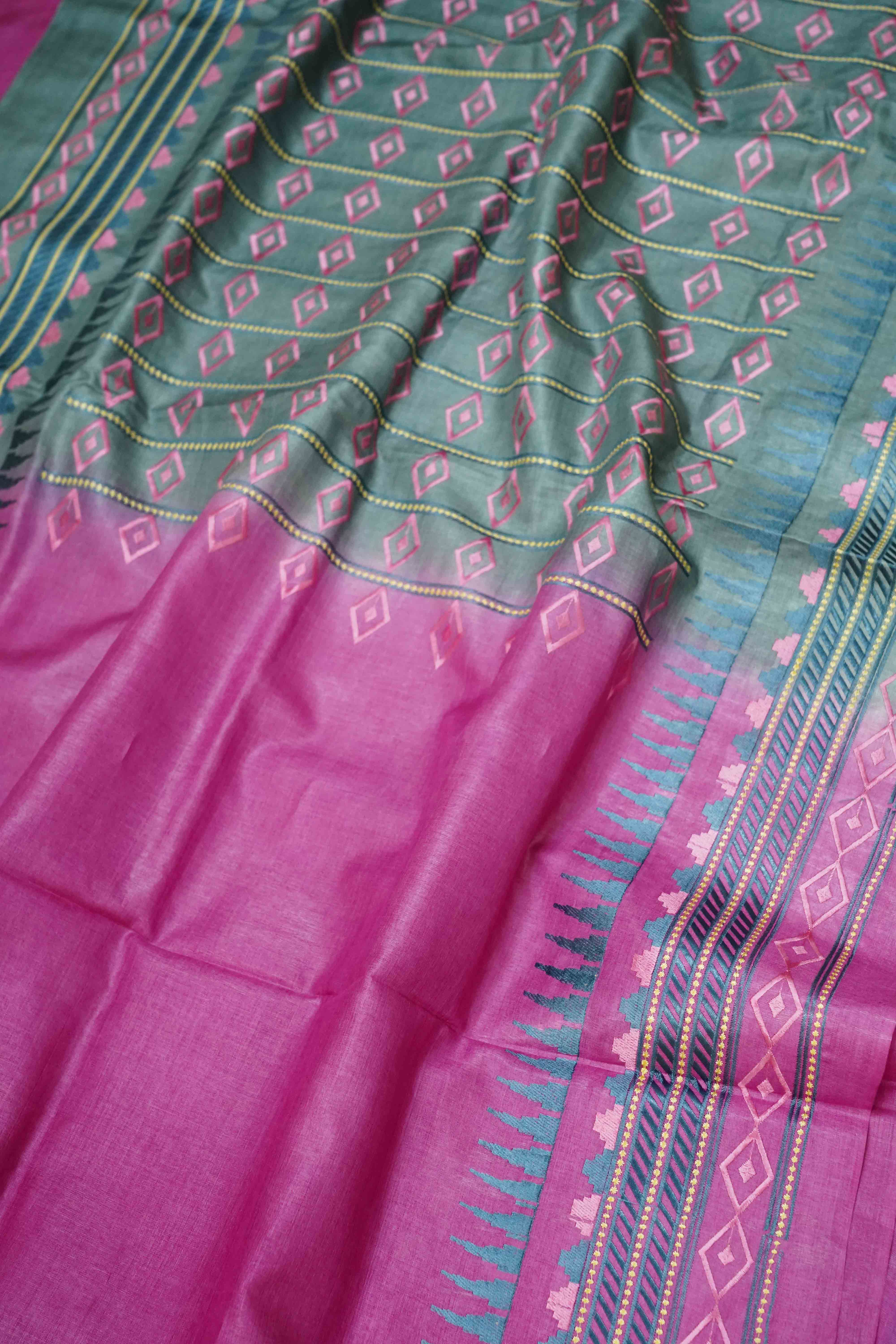 WARM PURPLE PURE TUSSAR SILK SAREE - Queens Jewel Emporium
