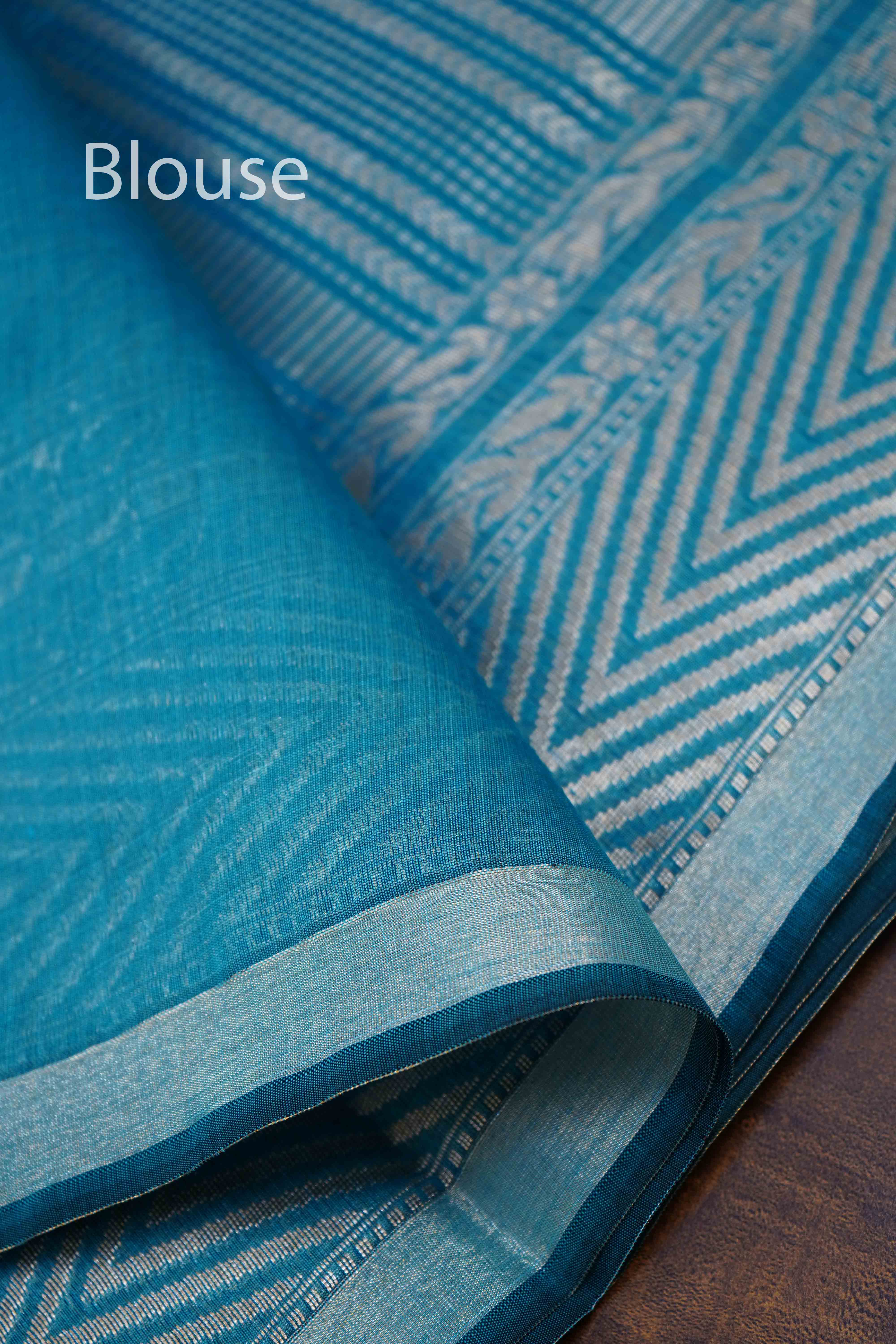 WATER BLUE BANARASI SILK COTTON SAREE - Queens Jewel Emporium