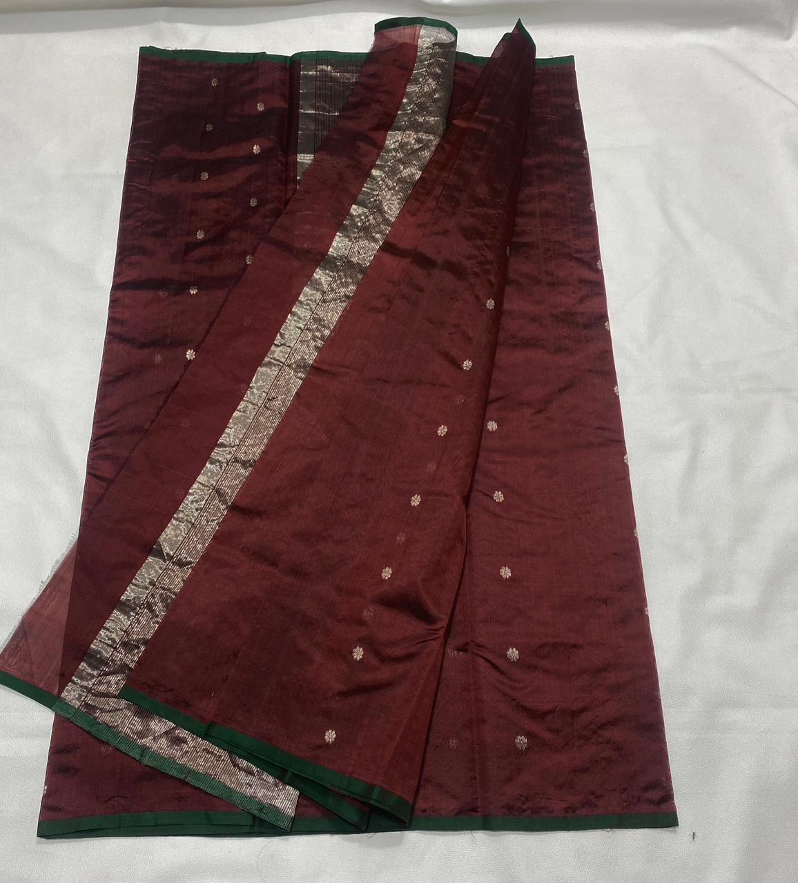 Singaravelan Katan Chanderi Silk Saree