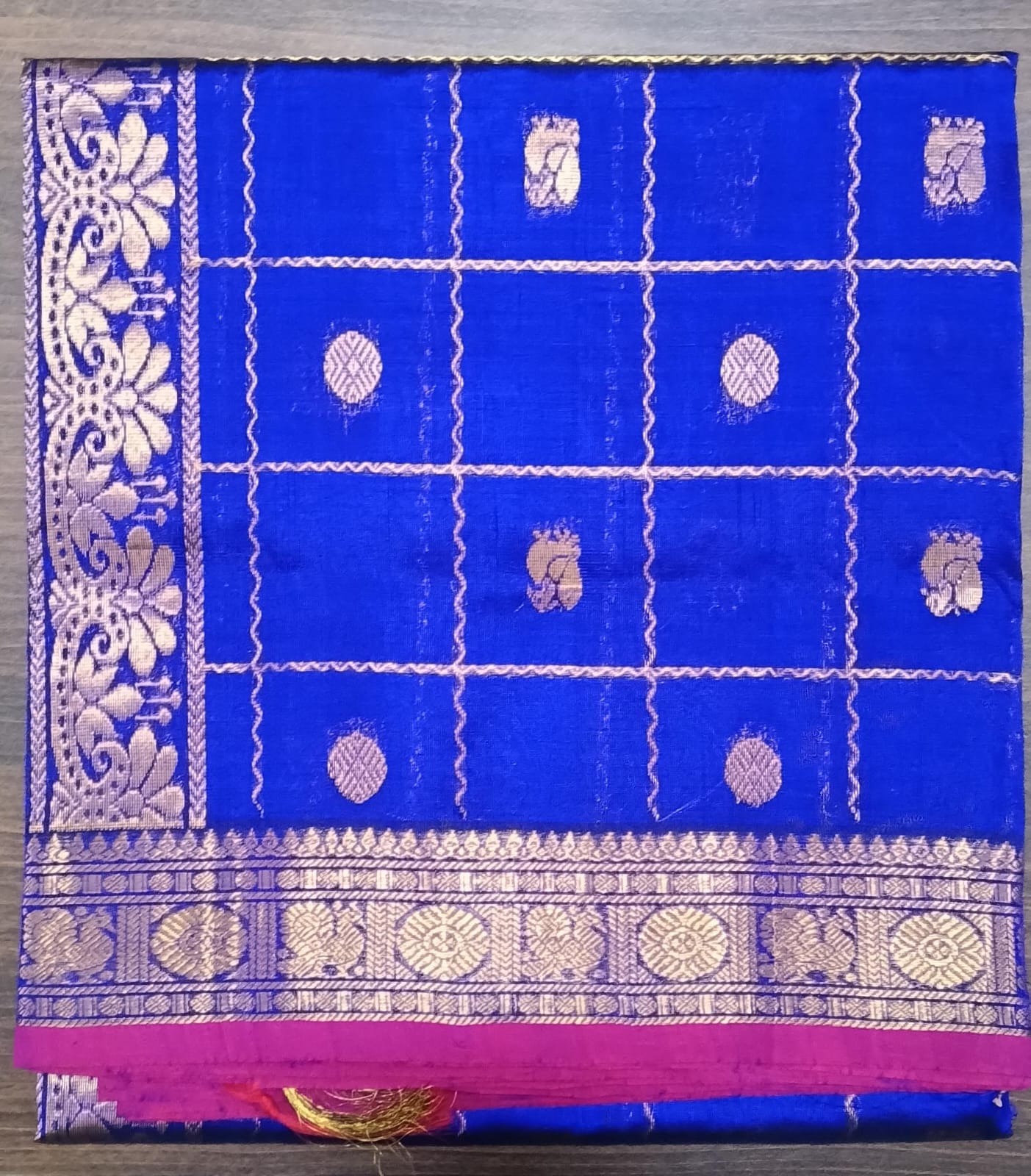 BLUE KANCHI SILK COTTON SAREE (Suba Devi )