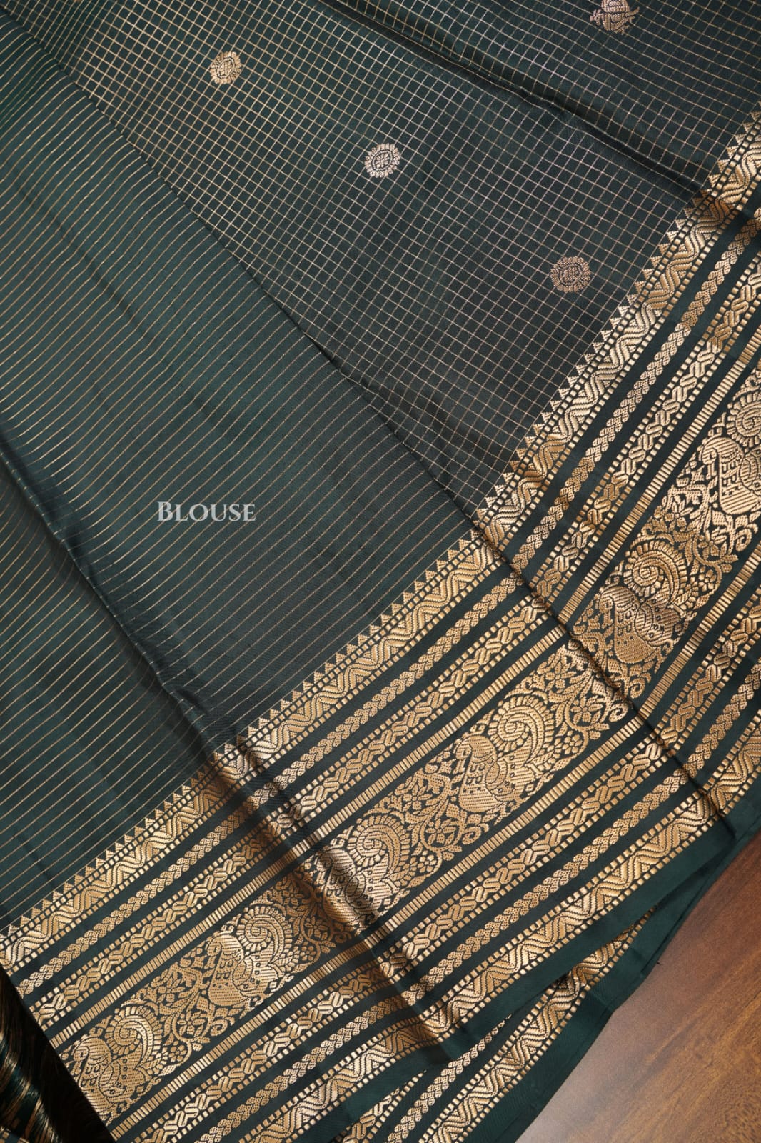 Dark Green Pure Kanchivaram Silk Saree