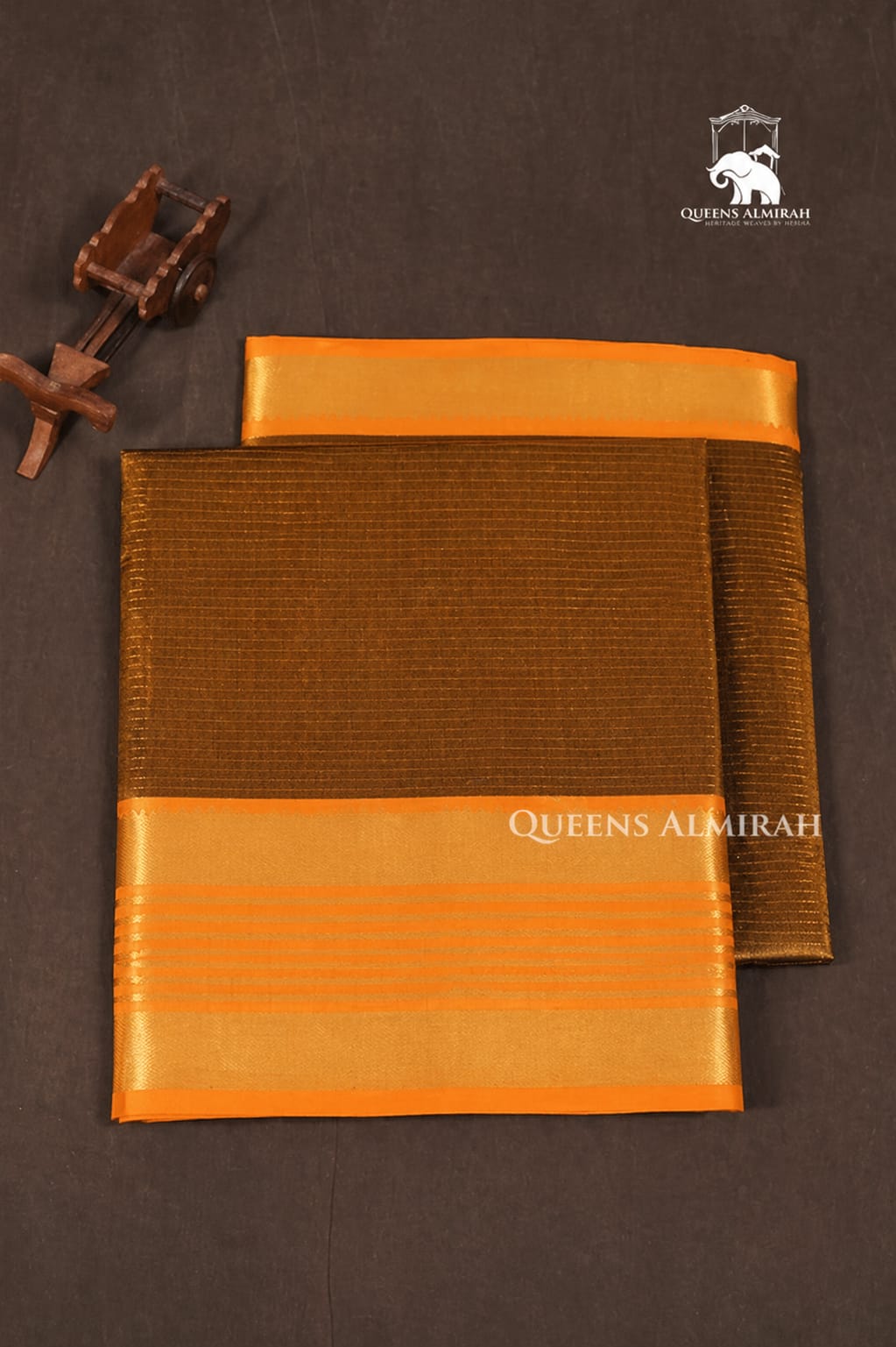 Brown With Yellow Varisapet Border Pure Silk Cotton Saree