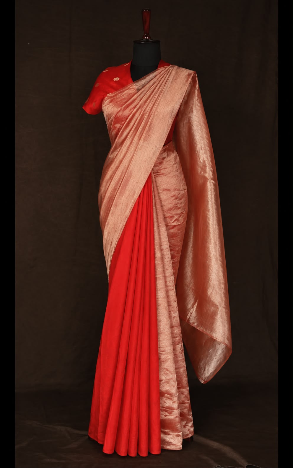 Red With Golden Banarasi Tissue Saree