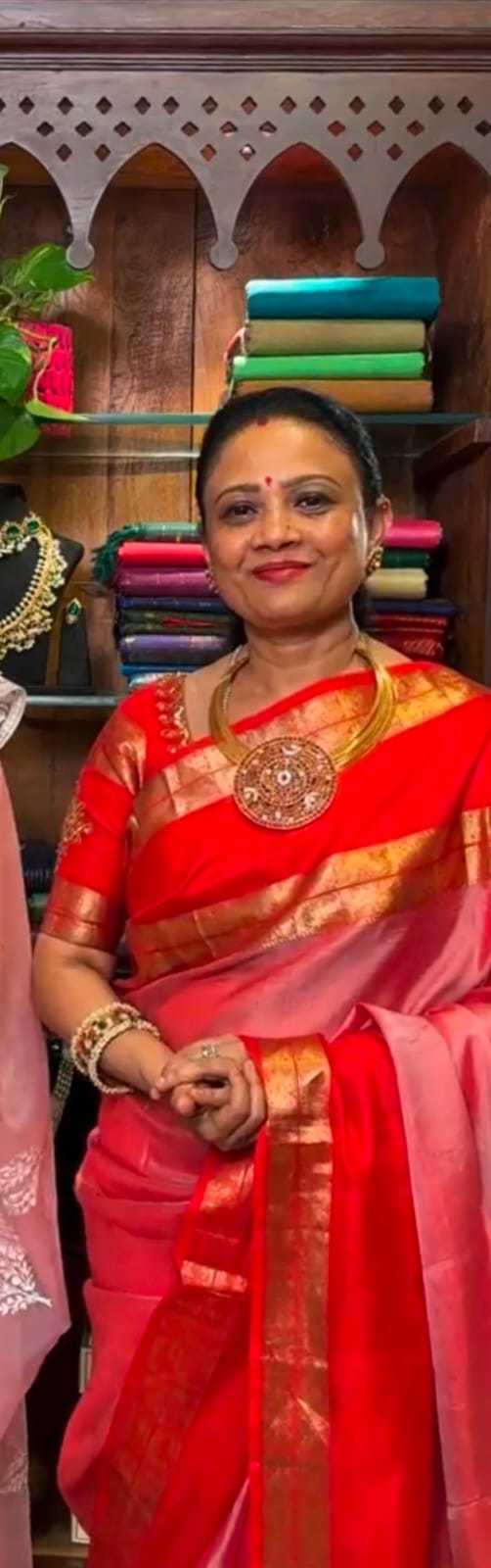 ONION PINK WITH RED RETTA PETTA KANCHIVARAM SAREE - Queens Jewel Emporium