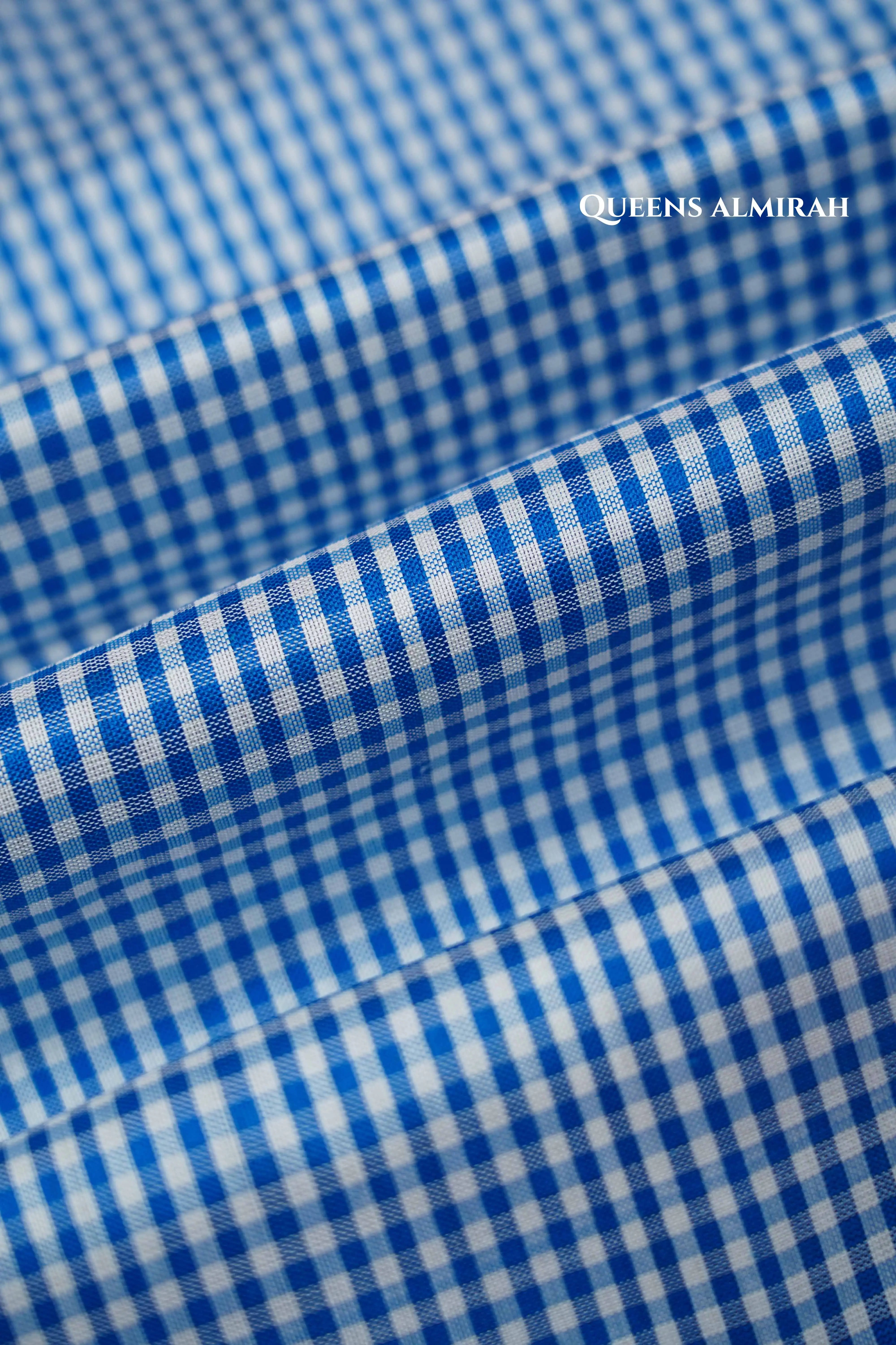 White And Blue Checks With Magenta Pink Pure Ikat Silk Saree - Queens Jewel Emporium