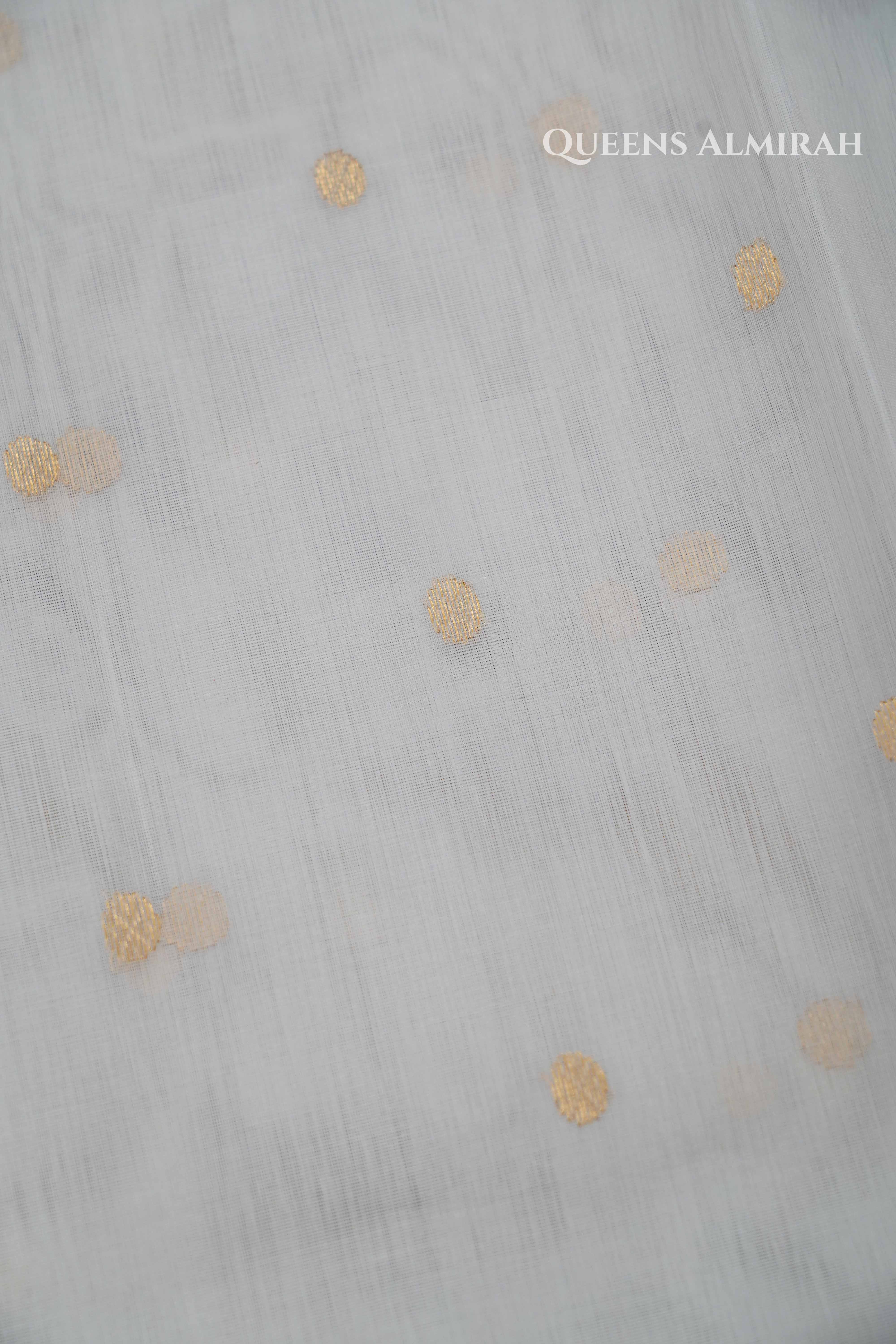 White Chanderi Katan Handloom Silk Saree QUEENS ALMIRAH