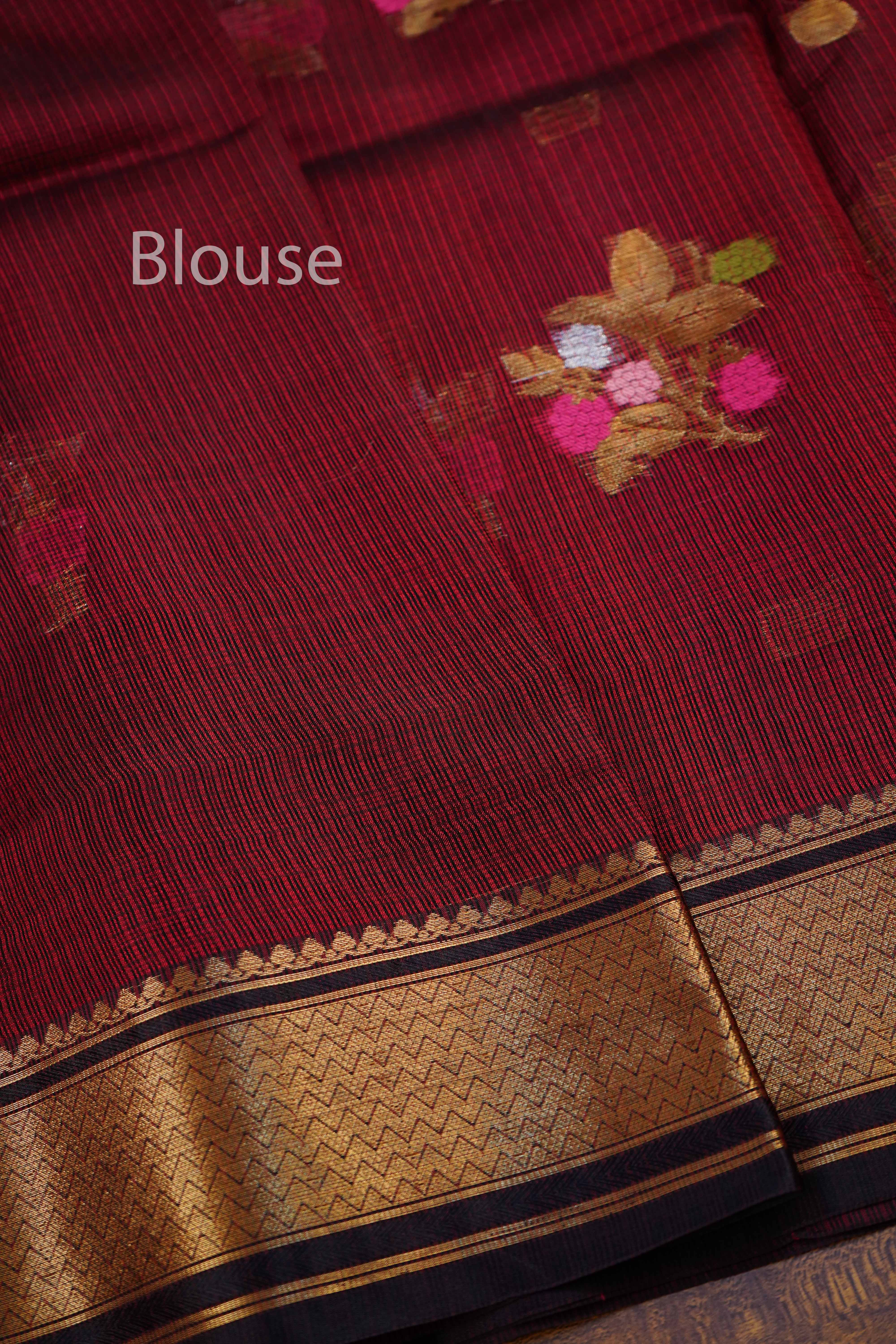 WINE RED PURE KOTA SILK SAREE - Queens Jewel Emporium