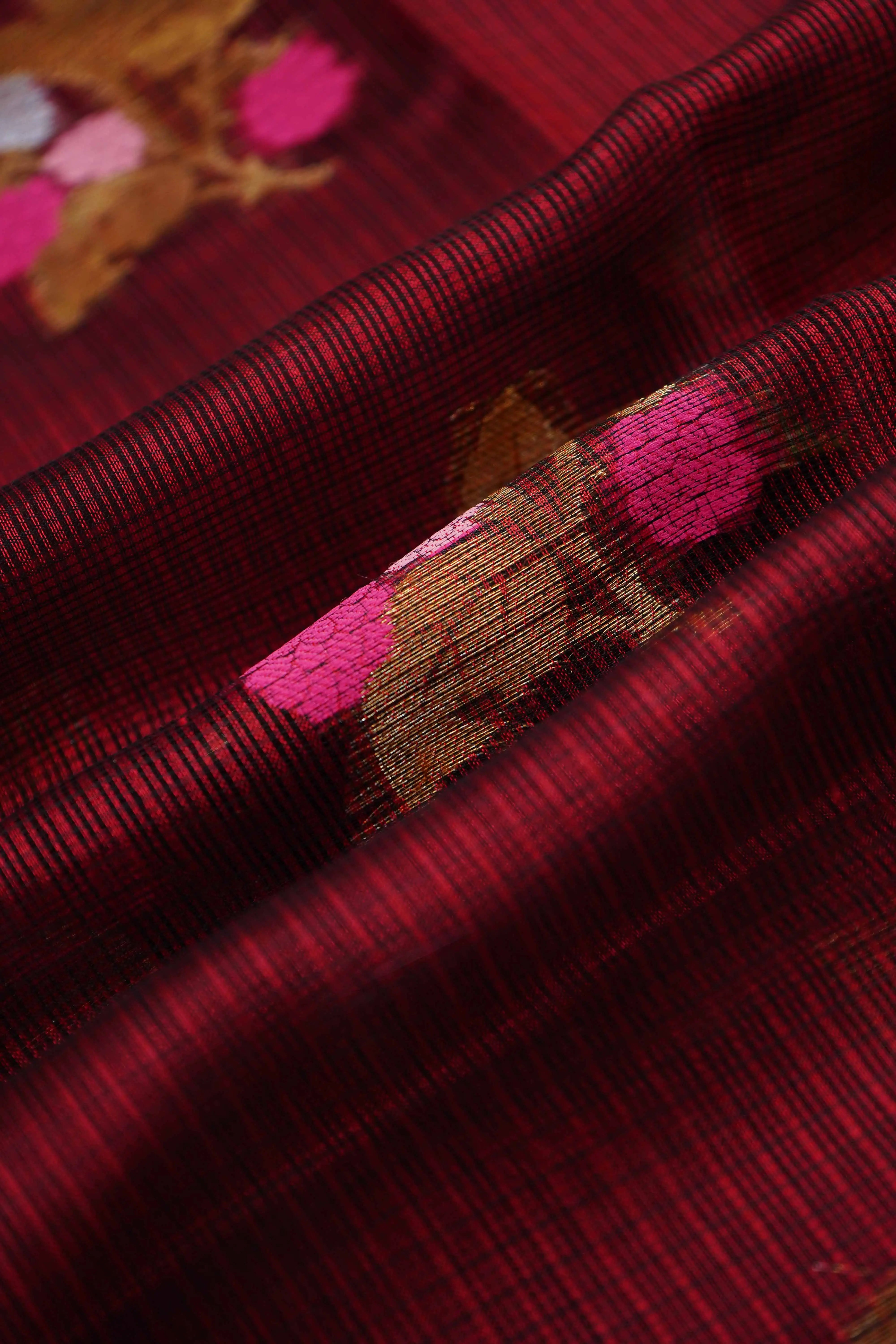 WINE RED PURE KOTA SILK SAREE - Queens Jewel Emporium