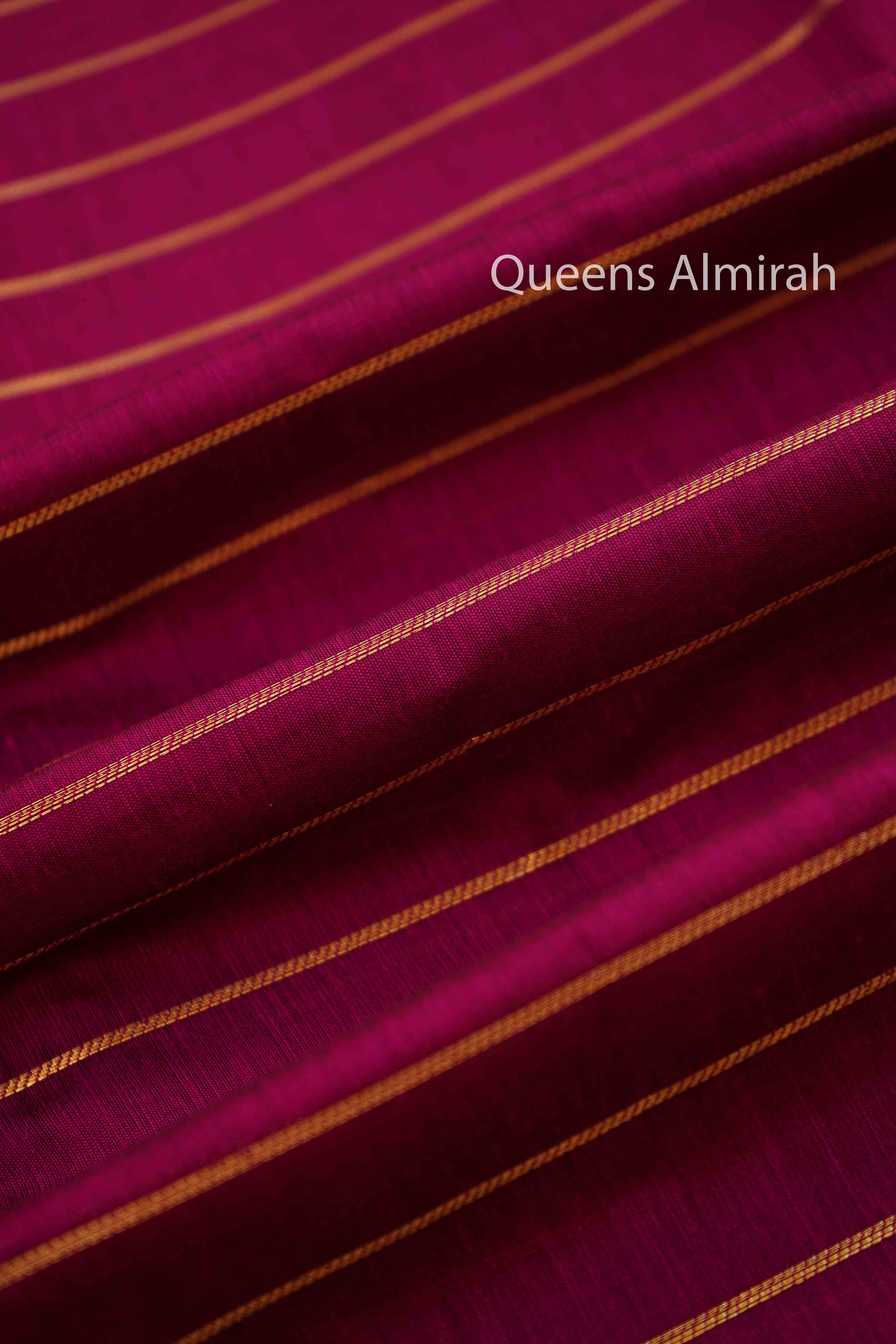 WINE RED PUURE SILK COTTON SAREE - Queens Jewel Emporium