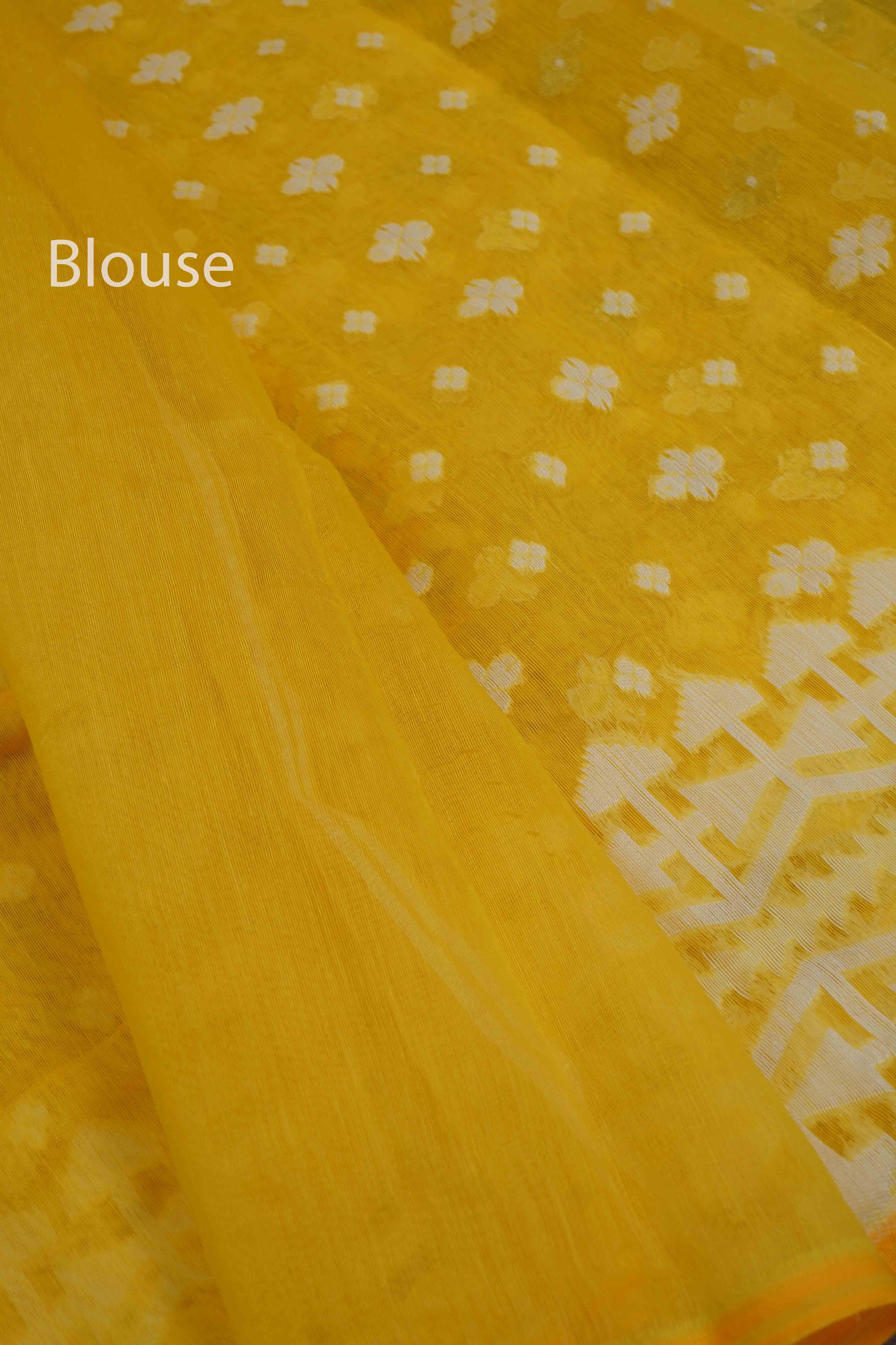 YELLOW JAMDANI COTTON SAREE - Queens Jewel Emporium