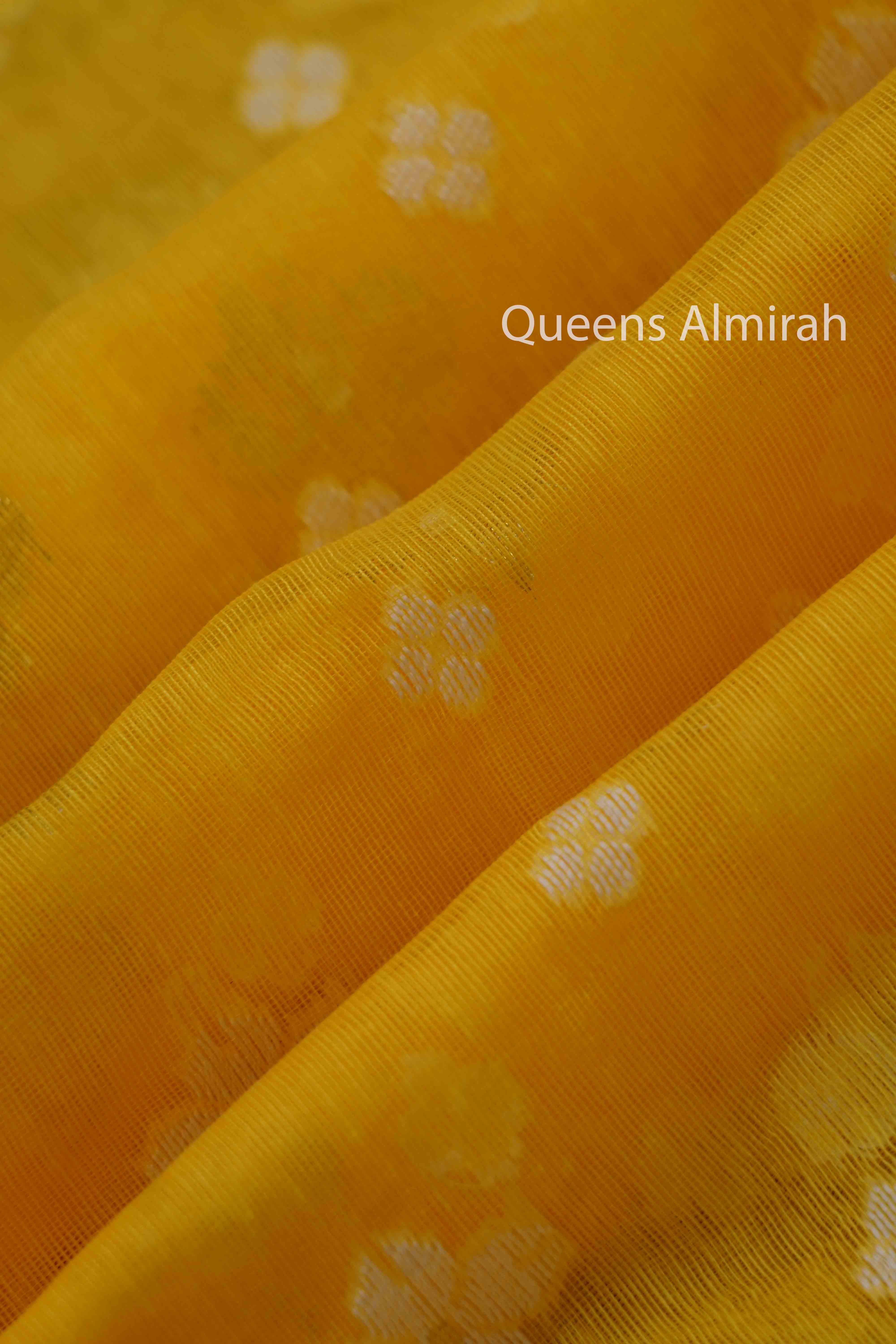 YELLOW JAMDANI COTTON SAREE - Queens Jewel Emporium
