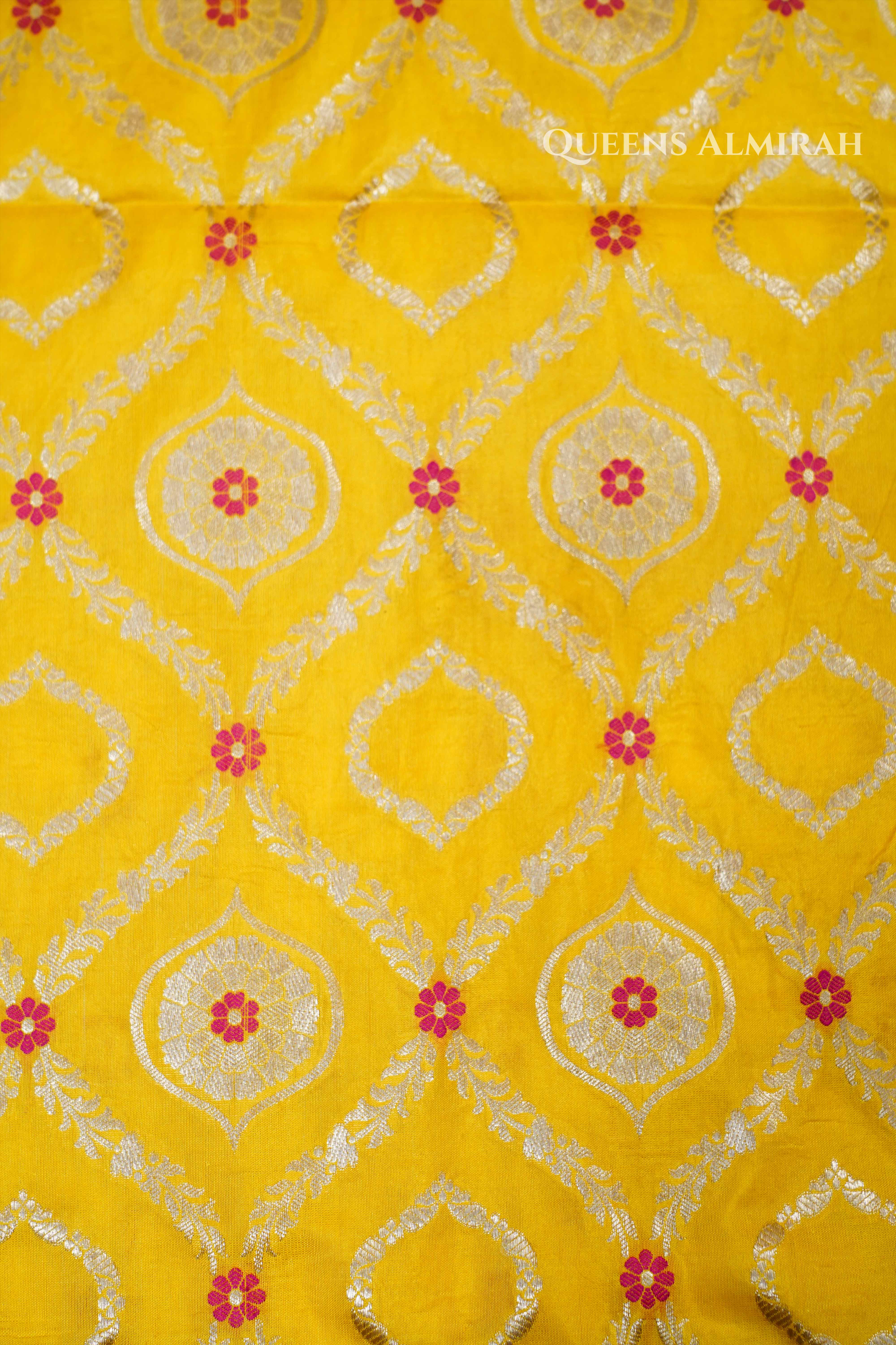 Yellow Banarasi Silk Saree QUEENS ALMIRAH