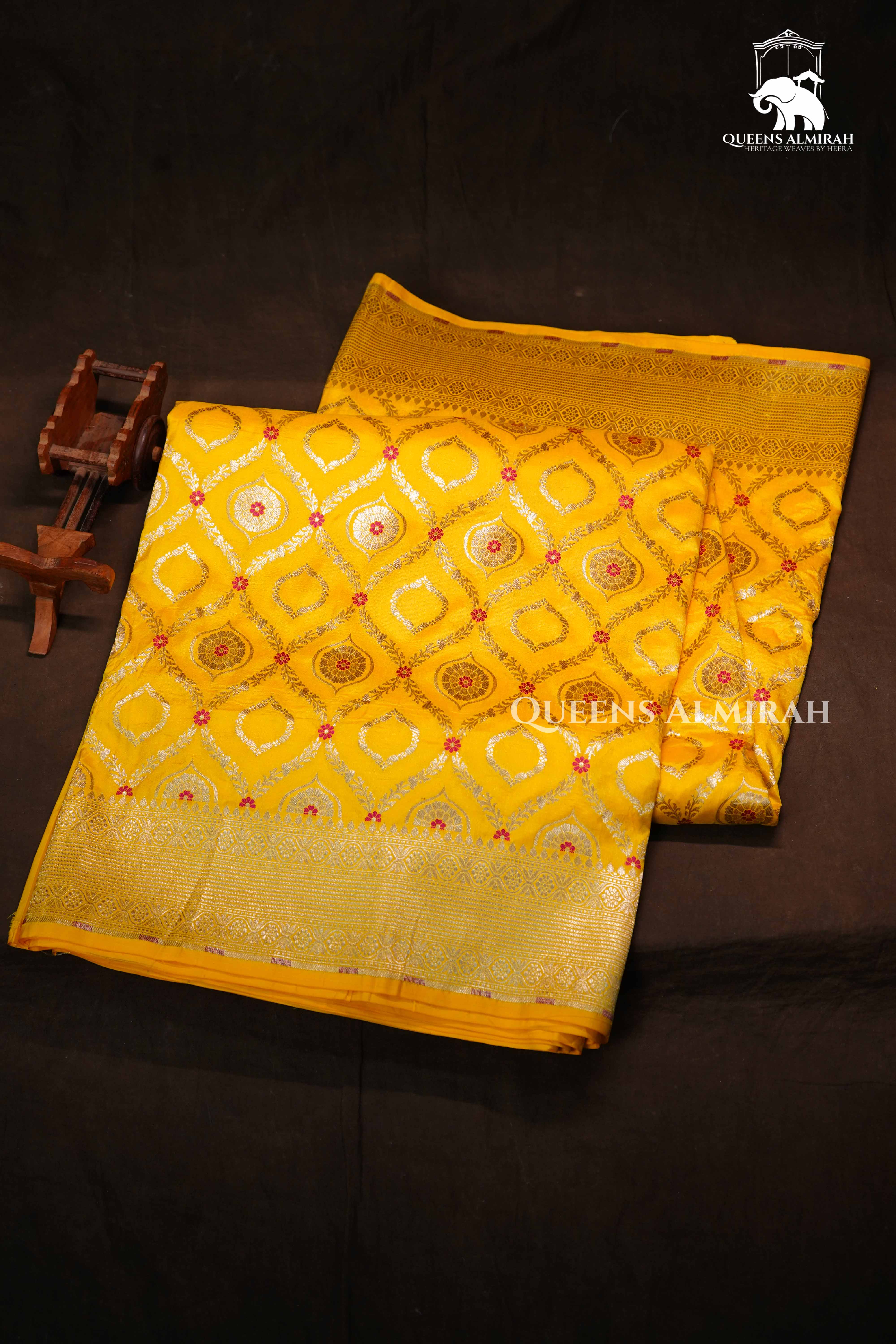 Yellow Banarasi Silk Saree QUEENS ALMIRAH