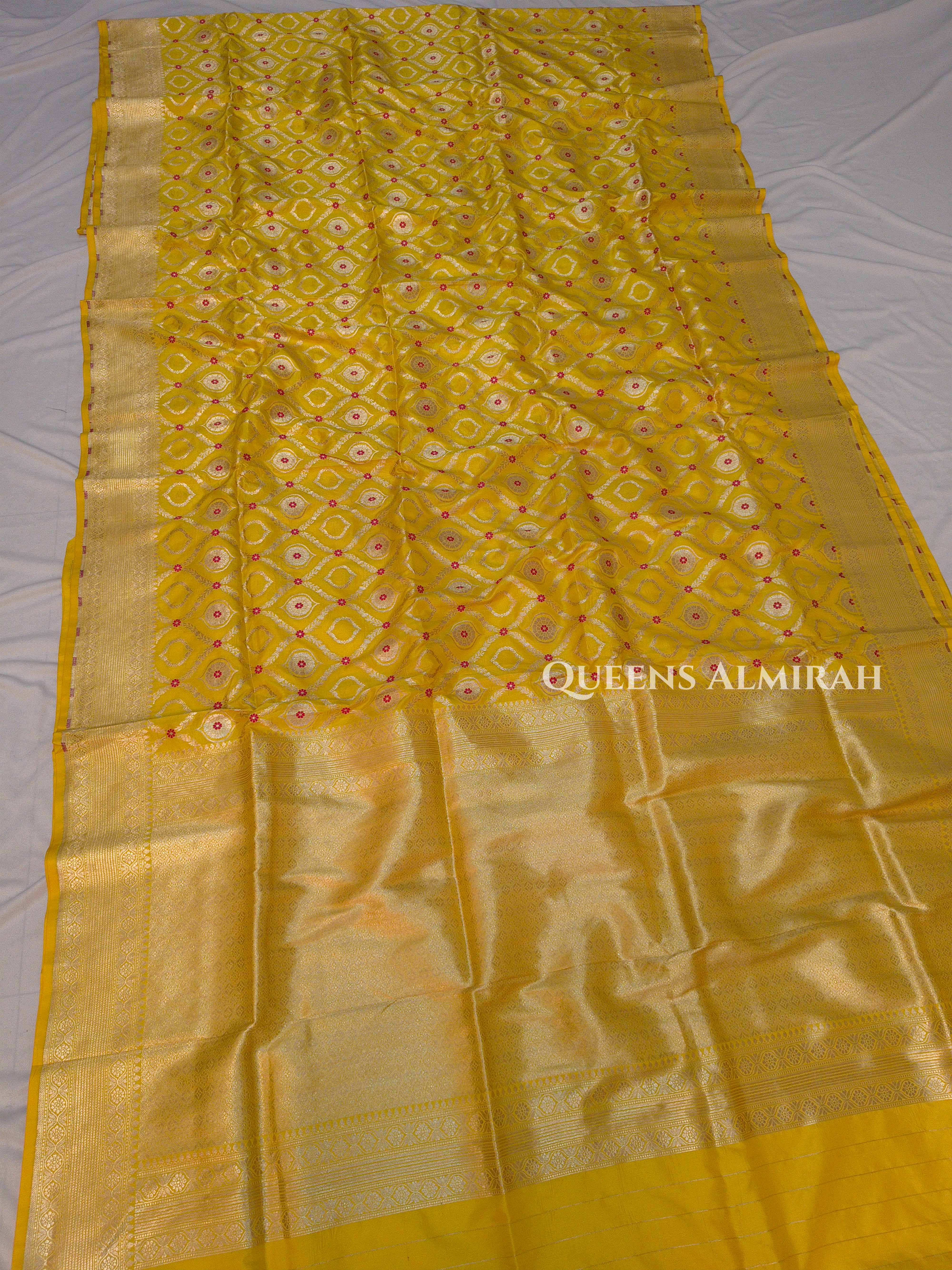 Yellow Banarasi Silk Saree QUEENS ALMIRAH