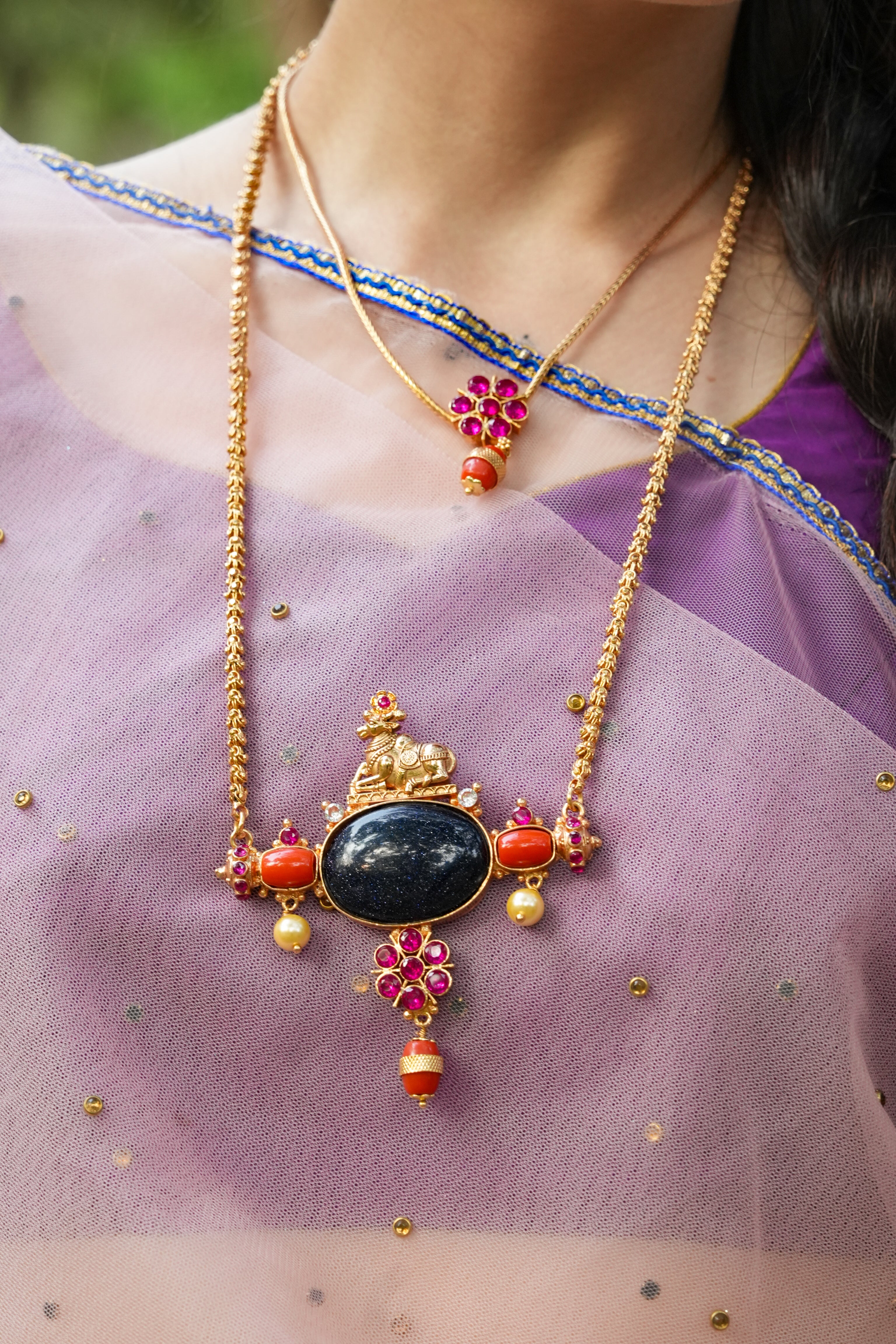Blue sandstone pendant-Nagas nandi haram