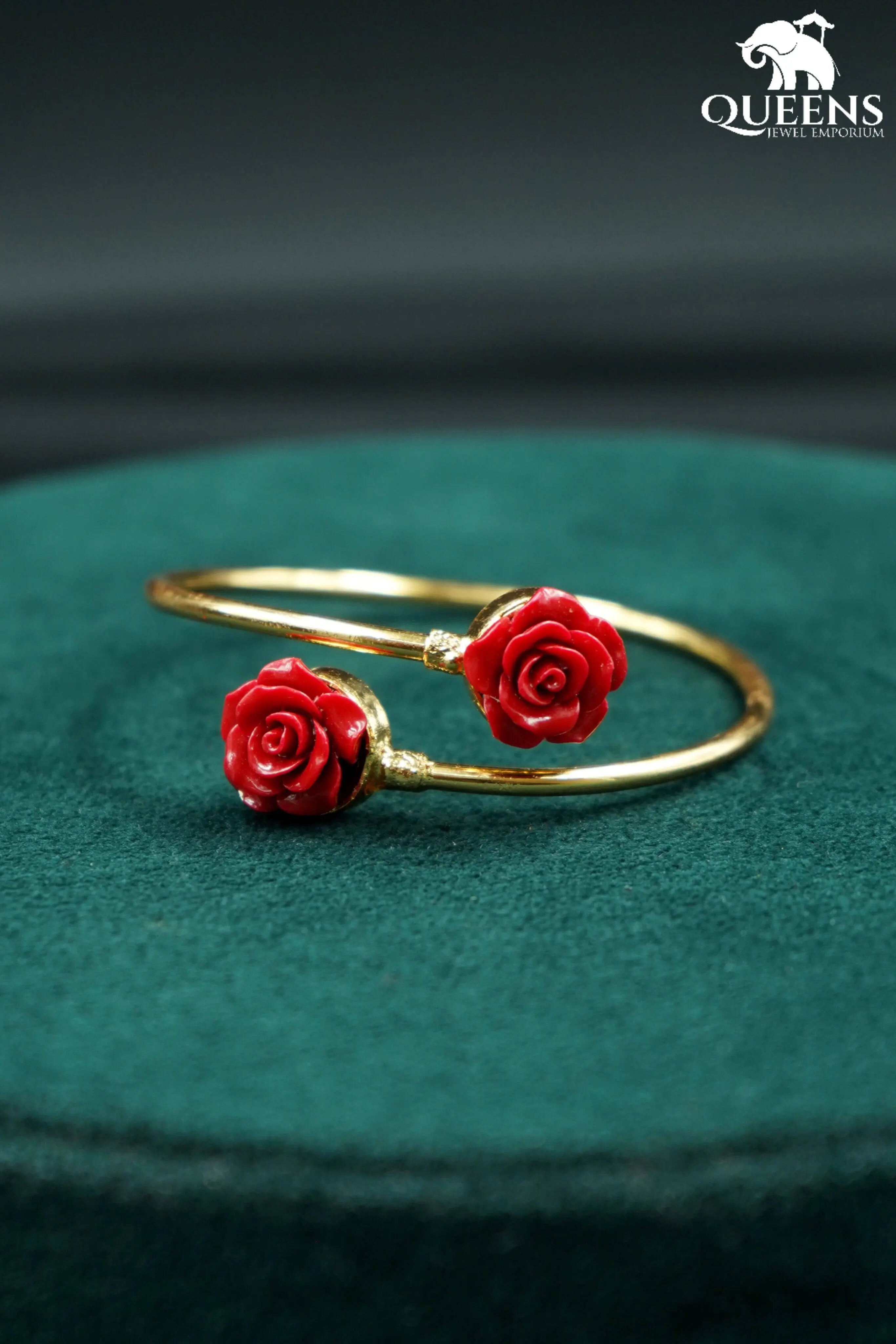 Designer coral rose plain kada-Kada with rose coral