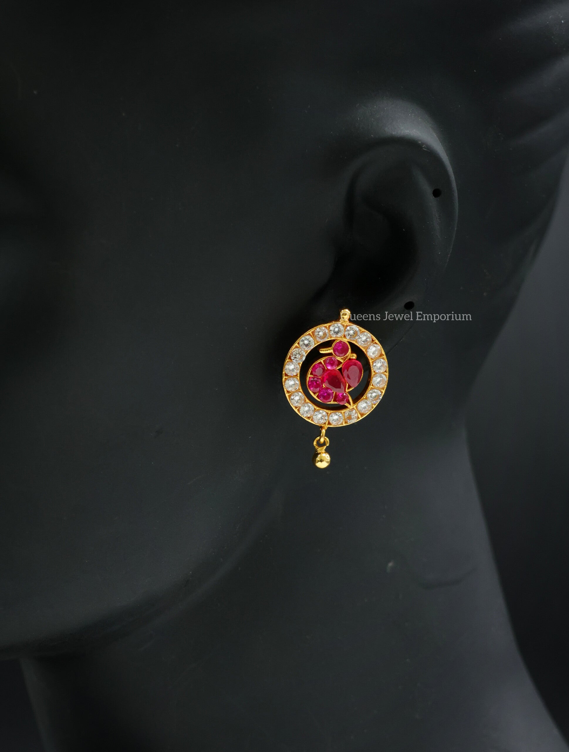 Gold plated stud for minimal look-White stone stud for festivals