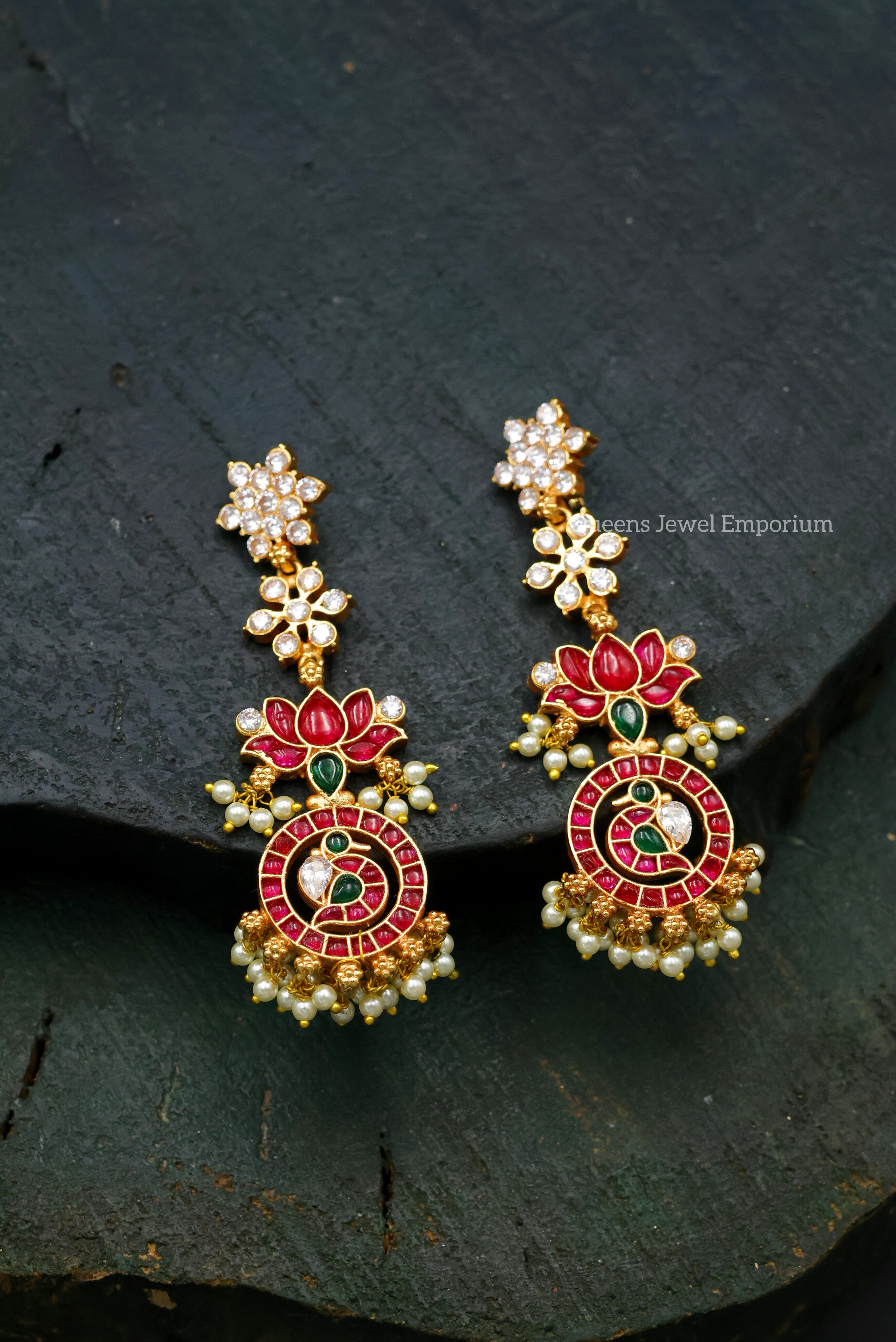 Ear sets with lotus design-Traditional ear sets for wedding