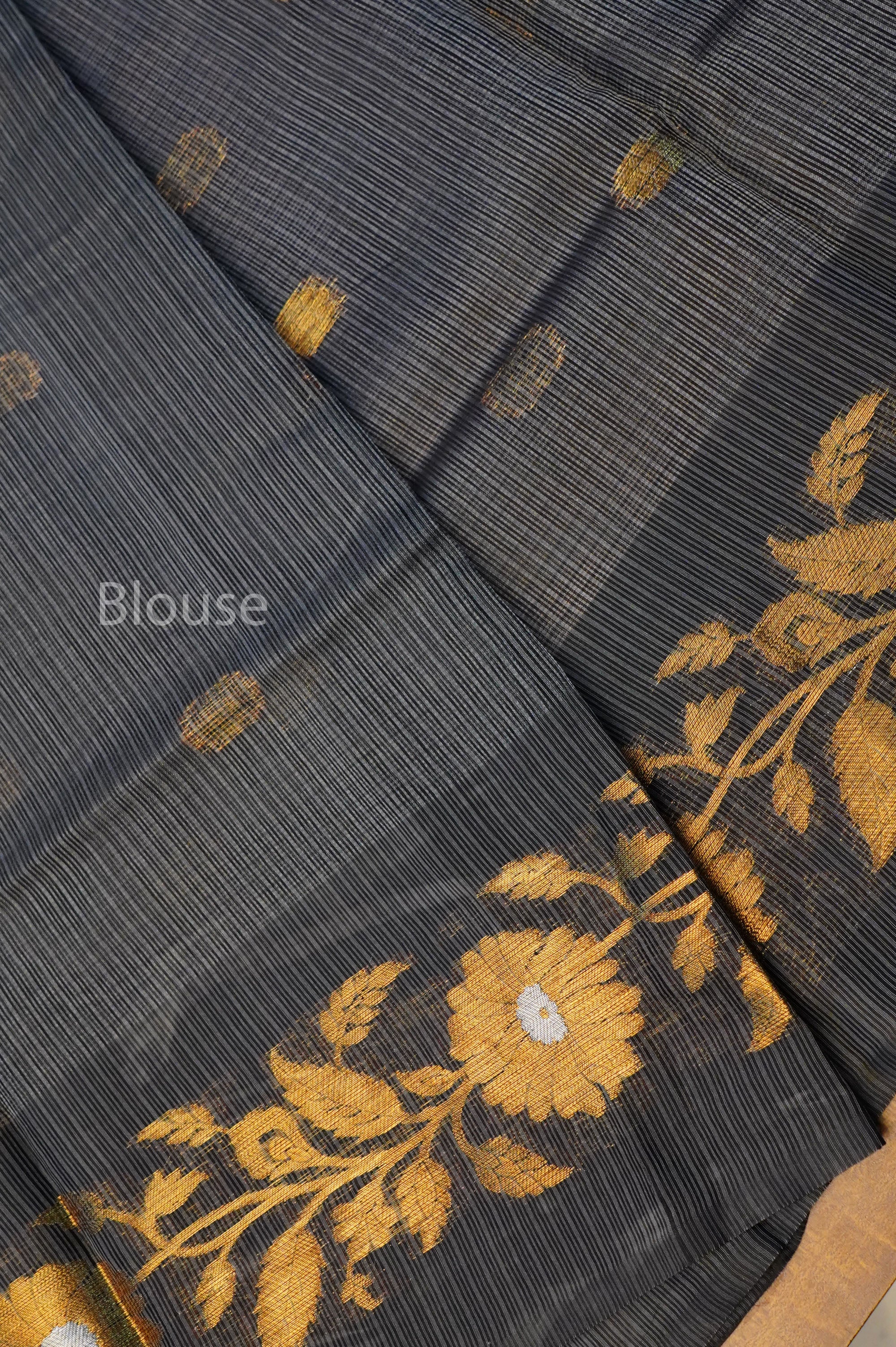 Ash Grey Semi Kota Silk Cotton Saree