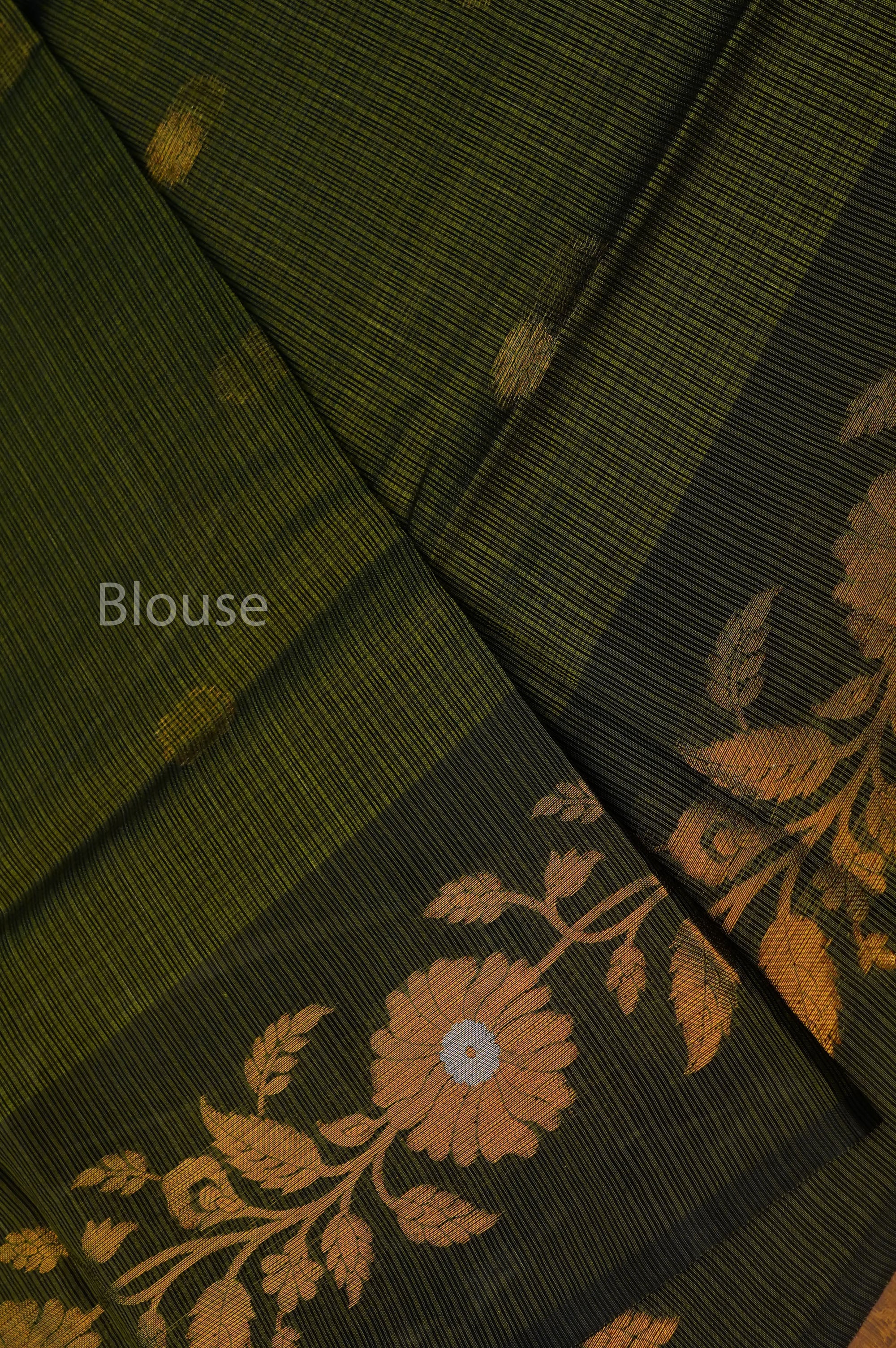 Olive Green Semi Kota Silk Cotton Saree