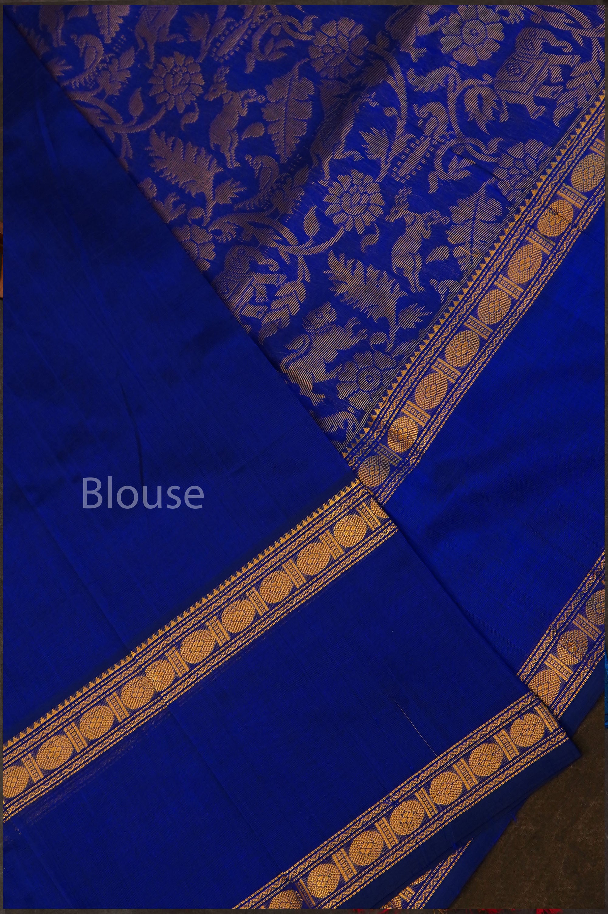 Royal Blue Vanasingaram Pure Kanchi Silk Cotton Saree