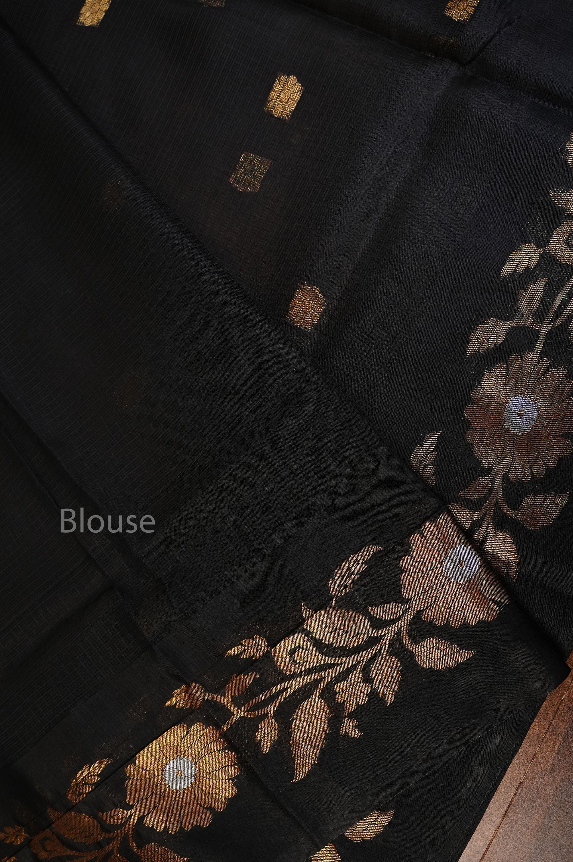 Black Semi Kota Silk Cotton Saree