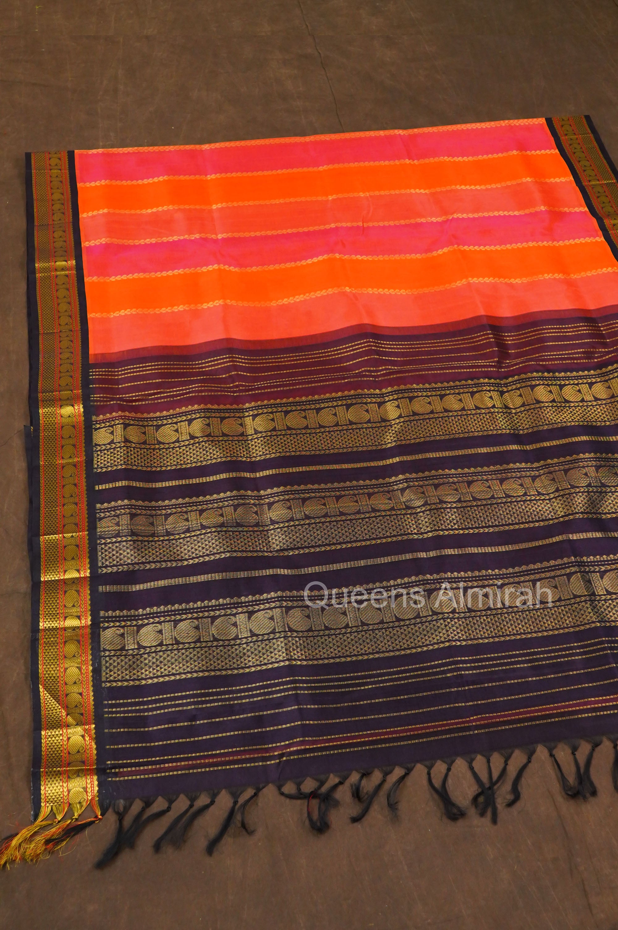 Multi Color With Black Border Pure Silk Cotton Saree