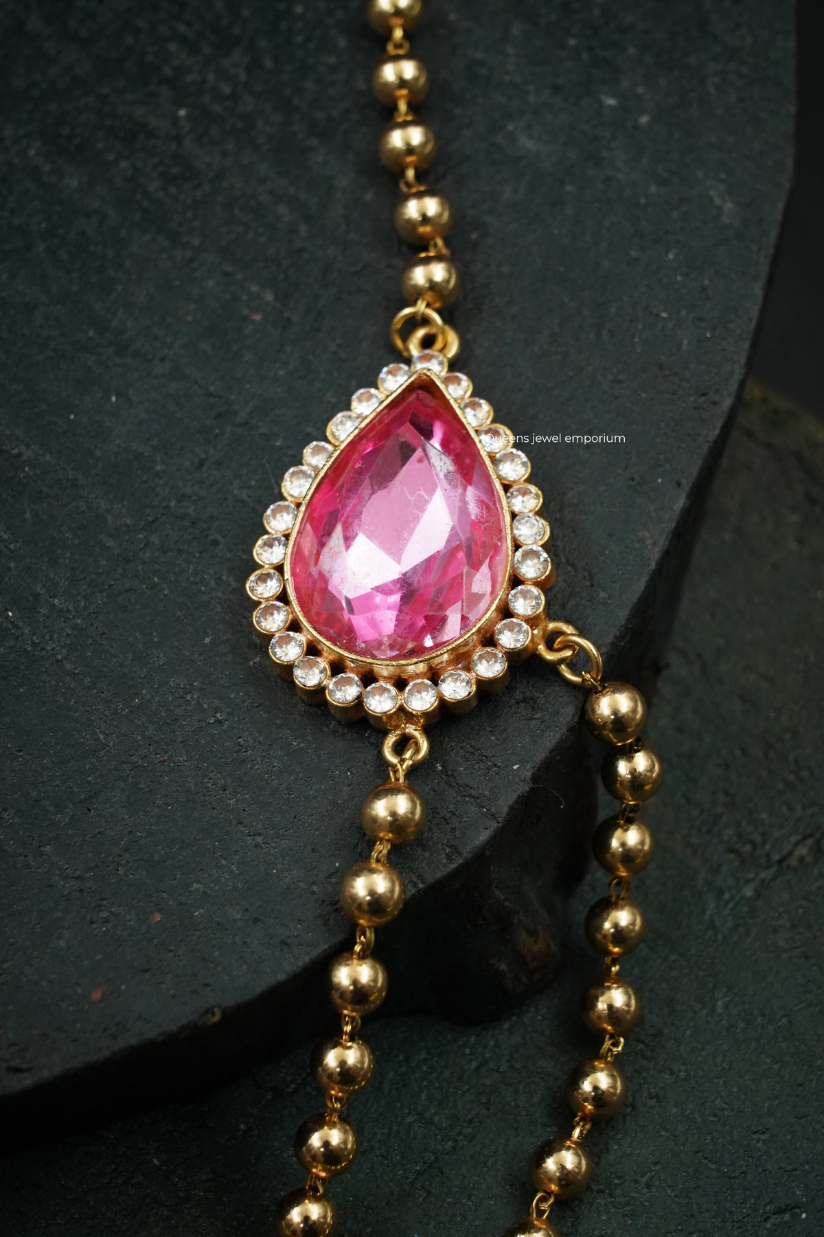 Gold ball chain haram-Minimal vintage pink haram